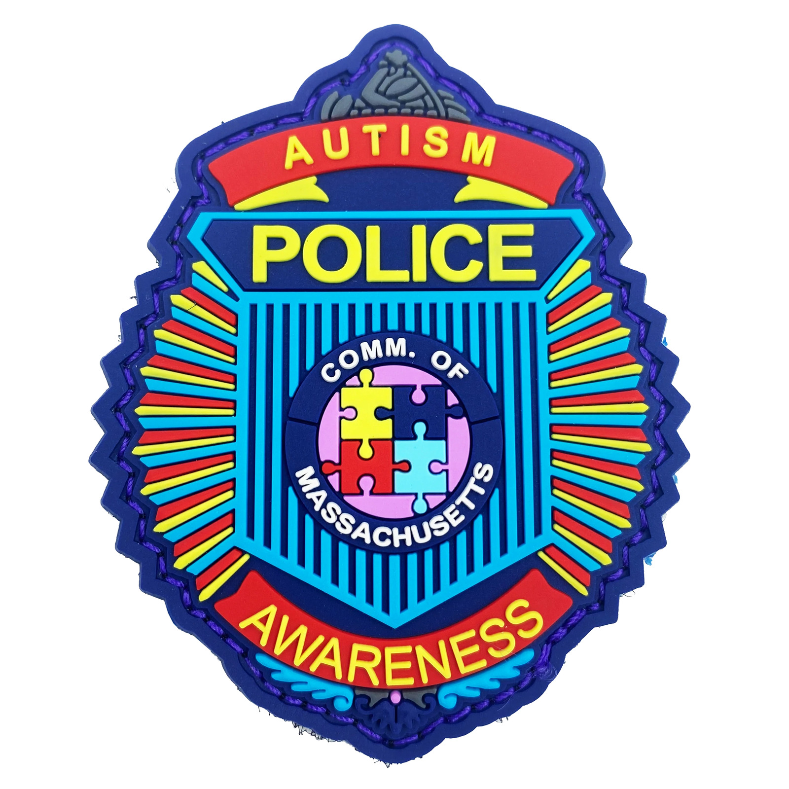 DL10-13 Massachusetts Clamshell Autism Awareness Month Officer Police Patch