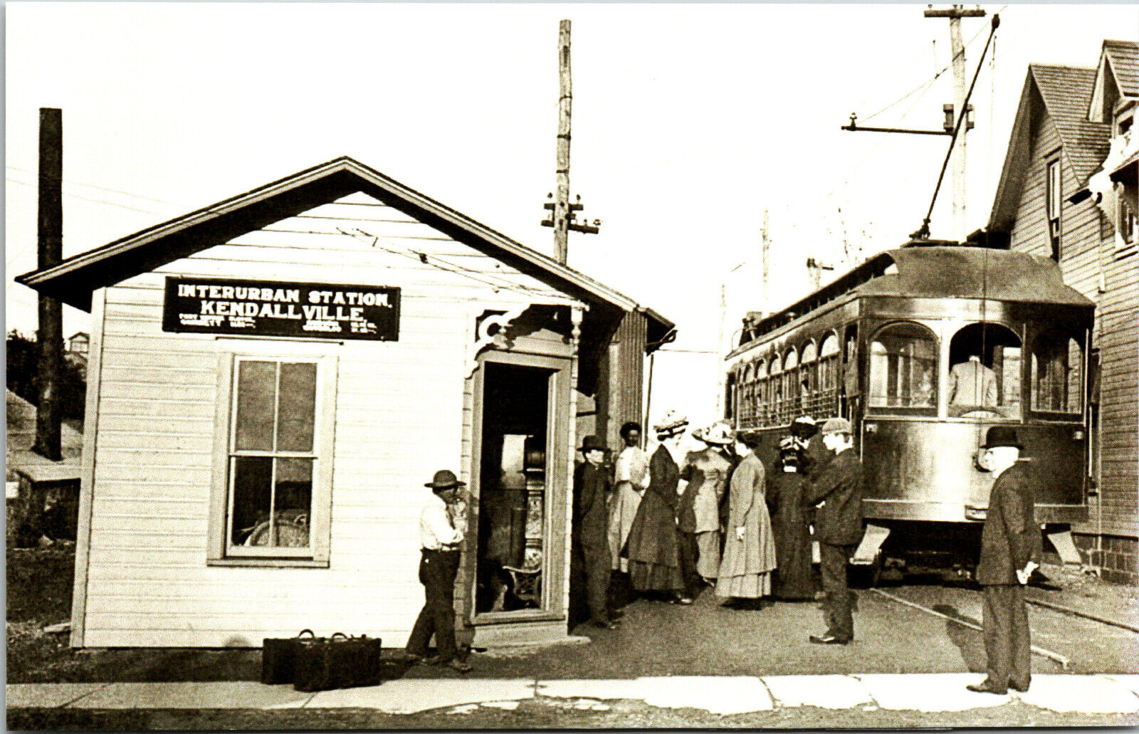 Kendallville Station Indiana Streetcar Postcard Trolley Interurban RPPC Reprint