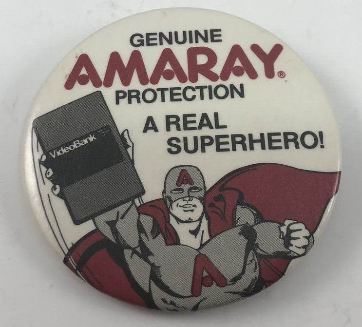 Vintage GENUINE AMARAY PROTECTION ~ A REAL SUPERHERO Button Pinback