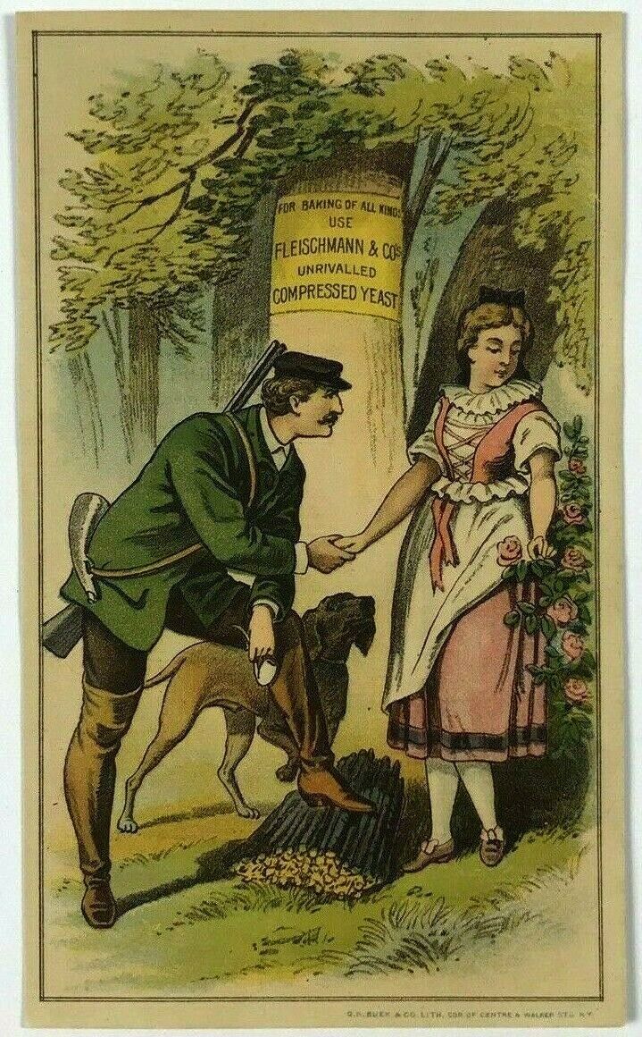 Fleischmann & Co Compressed Yeast Hunter Dog Buckwheat Cake Victorian Trade Card