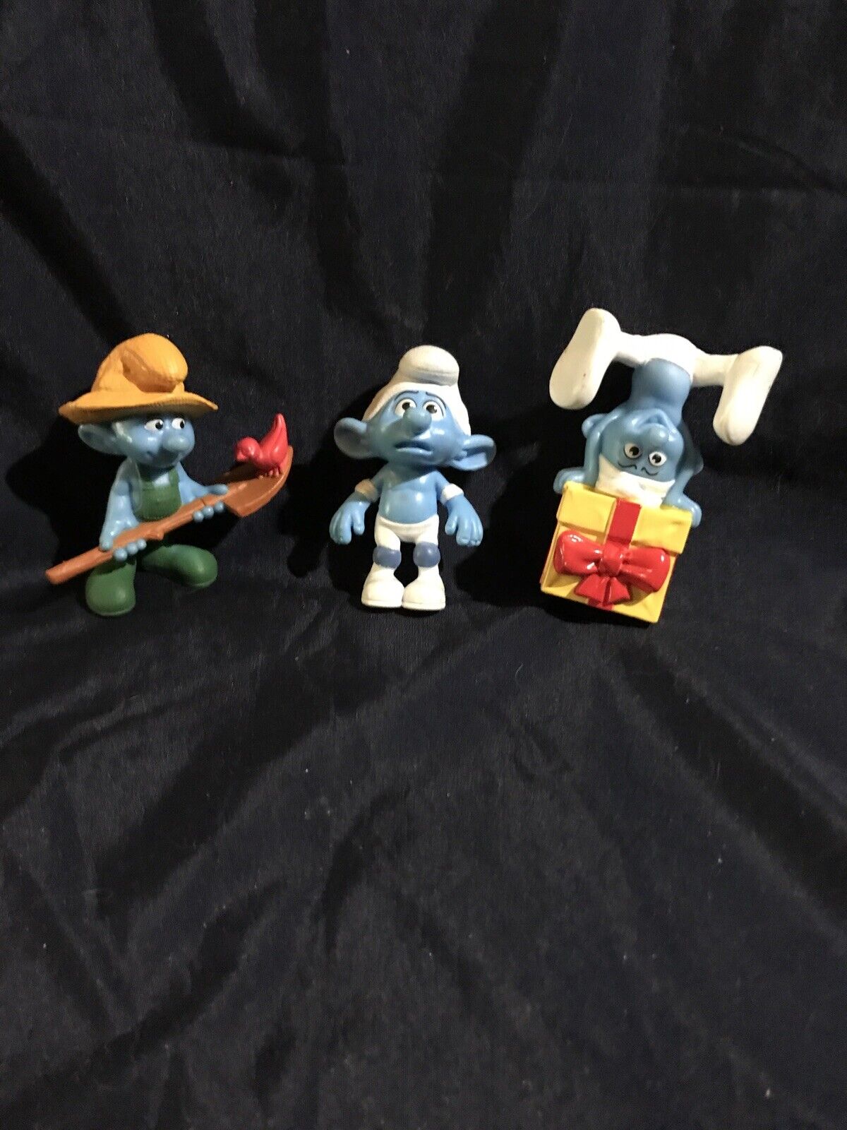 Three 2011 Smurf Figurines-Jokey, Panicky And Farmer