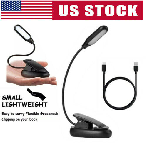 Mini USB Rechargeable LED Reading Book Light W/ Flexible Clip Desk Table Lamp US