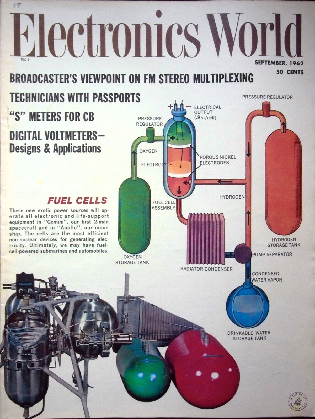 FUEL CELLS, ELECTRONICS WORLD  MAGAZINE - SEPTEMBER, 1962