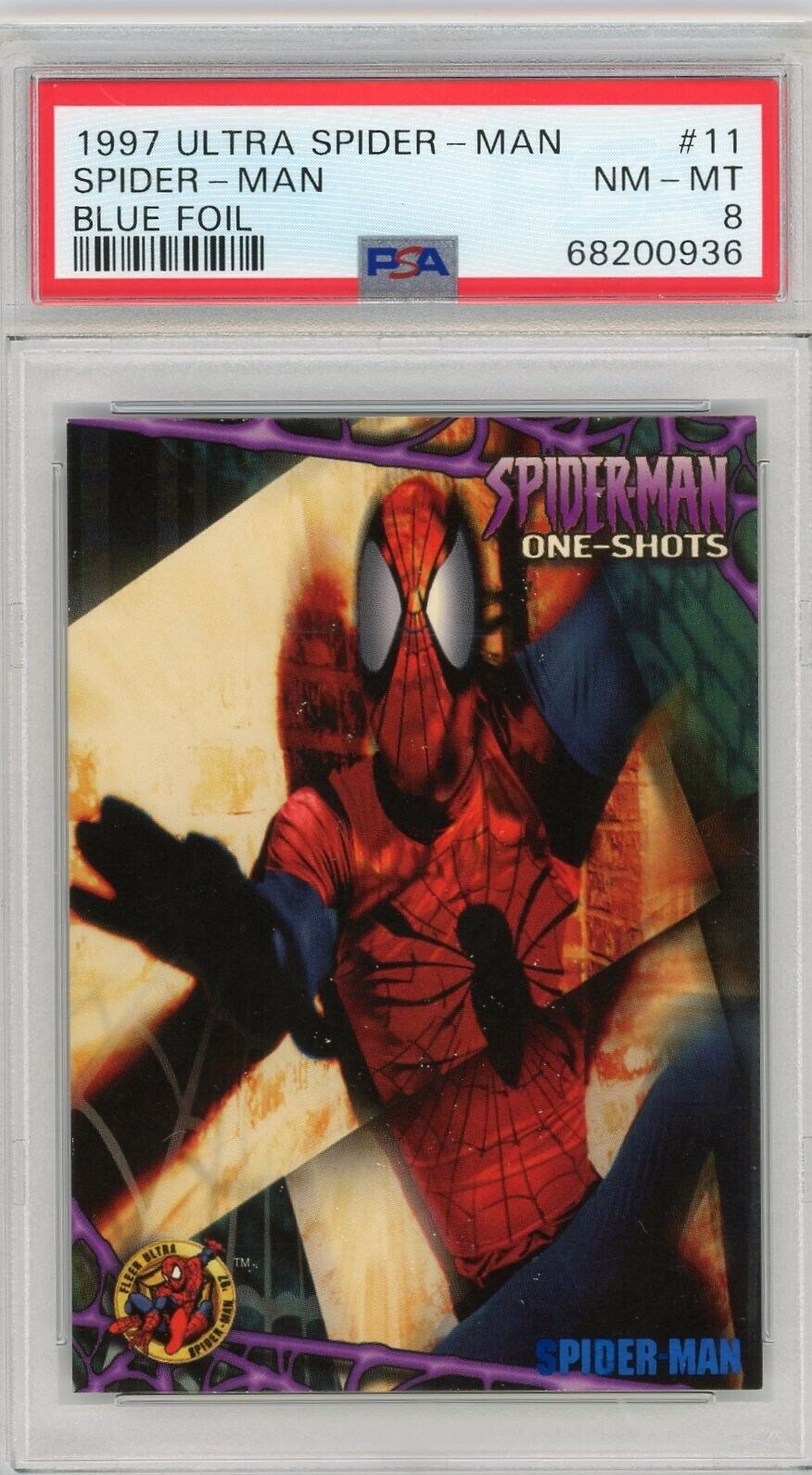 1997 Fleer Ultra Marvel One-Shots Blue Foil Spider-Man #11 PSA 8