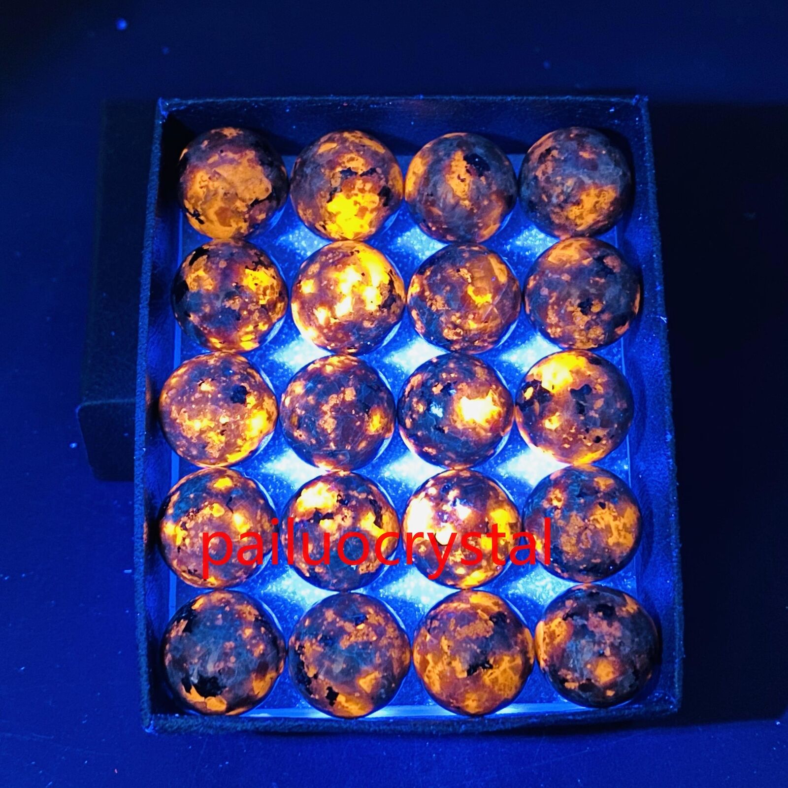 20pc Natural Yooperite Ball Flame's stone Ball quartz crystal sphere 15mm+ box