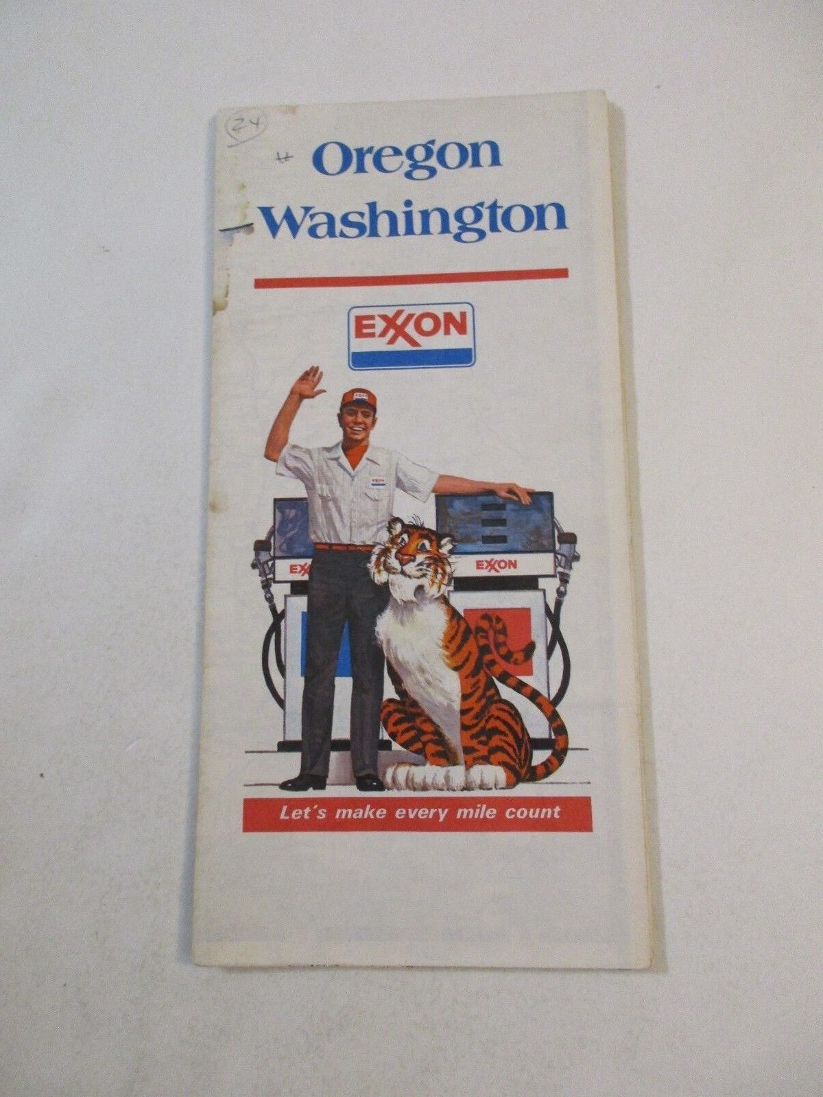 Vintage 1977 Exxon Oregon Washington Gas Station Travel Road Map~BR11