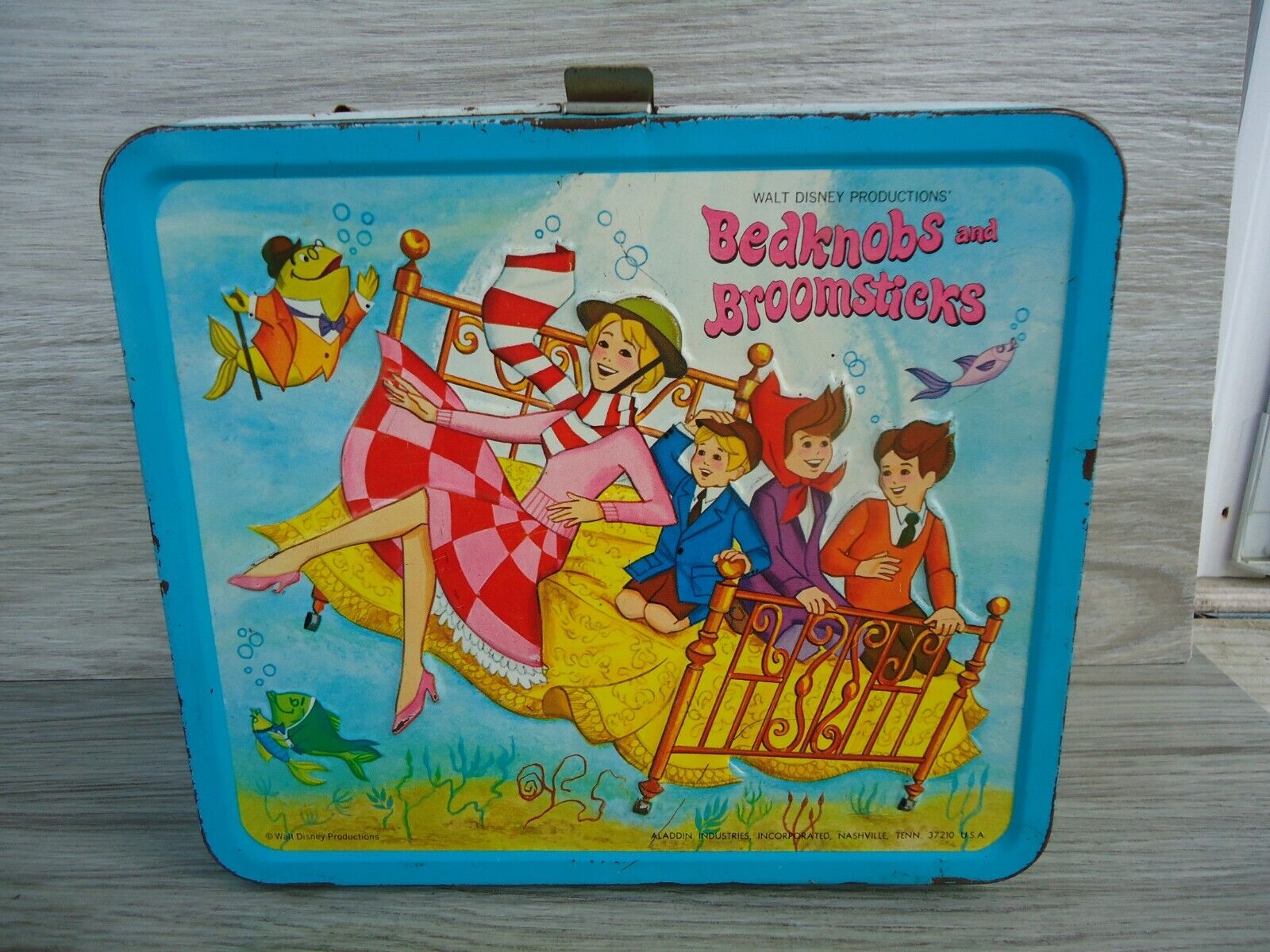 Vntg lunch box BedKnobs and Broomsticks Aladdin Industries No Thermos Or Handle