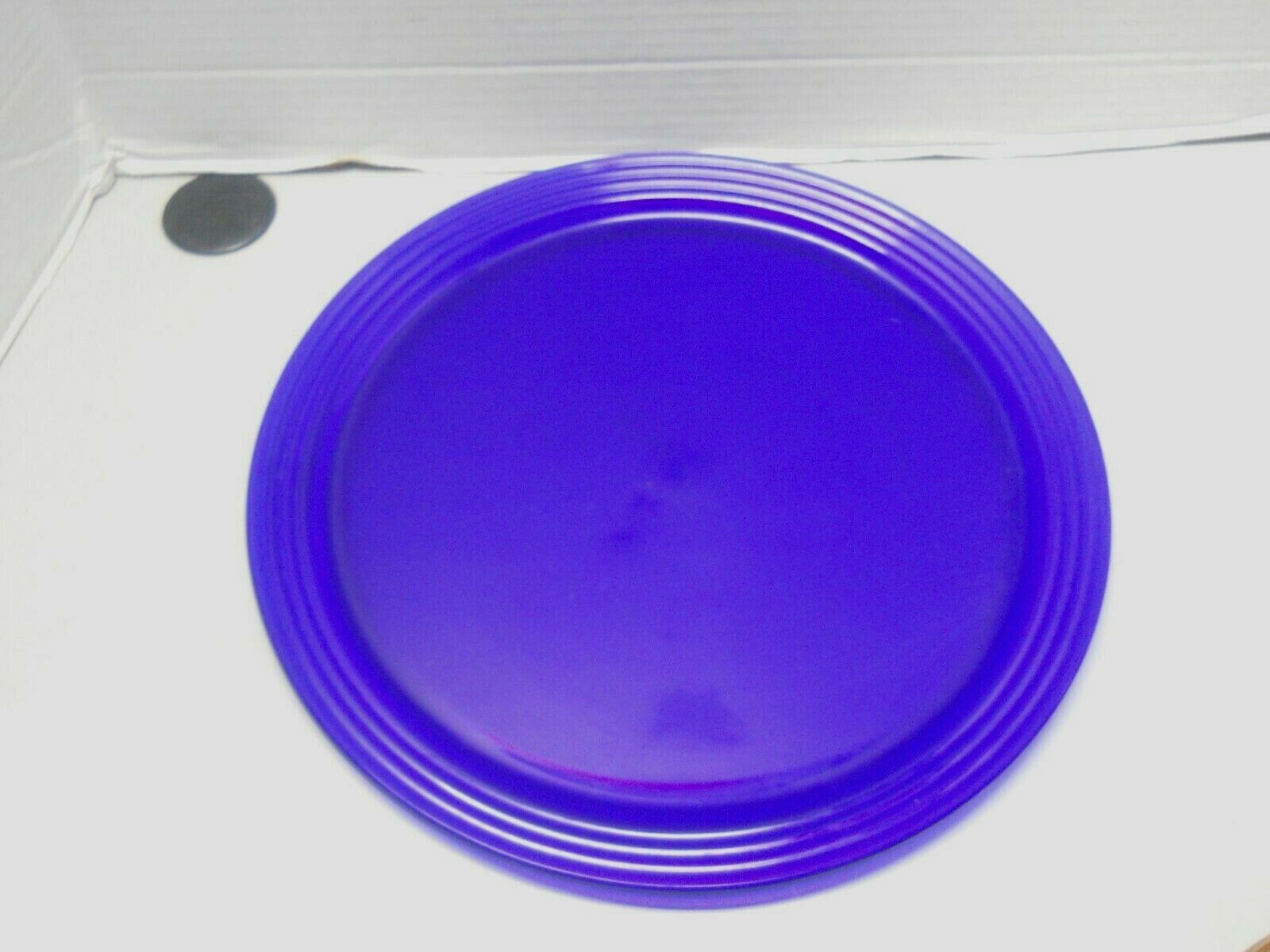 Cobalt Blue Glass Round Serving Tray  Fruit Vegetable Cheese Charcuterie Board  