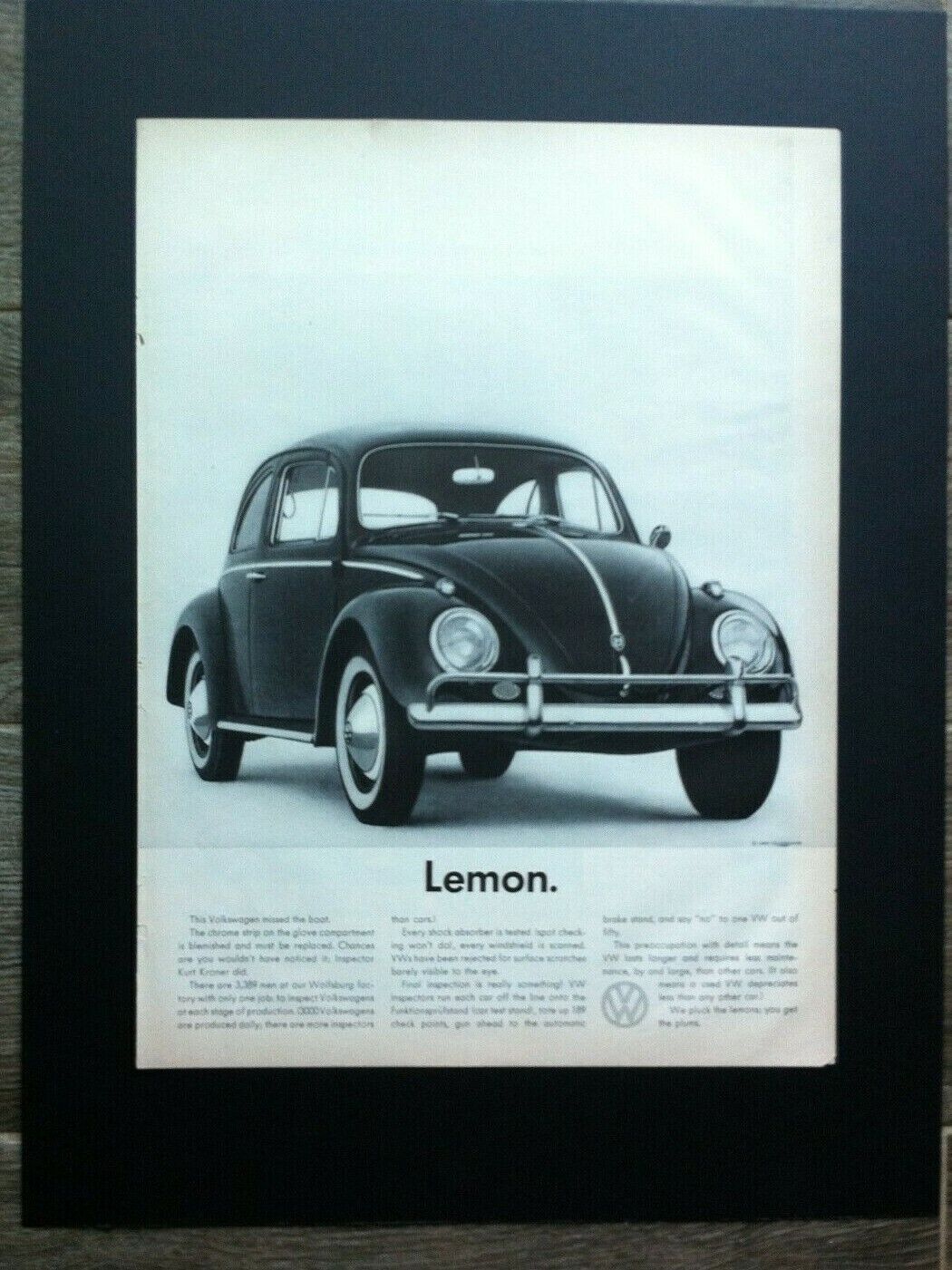 *Ready To Display* VW Bug Lemon ad 1960 1961*Original*Life 11x13 inch Volkswagen