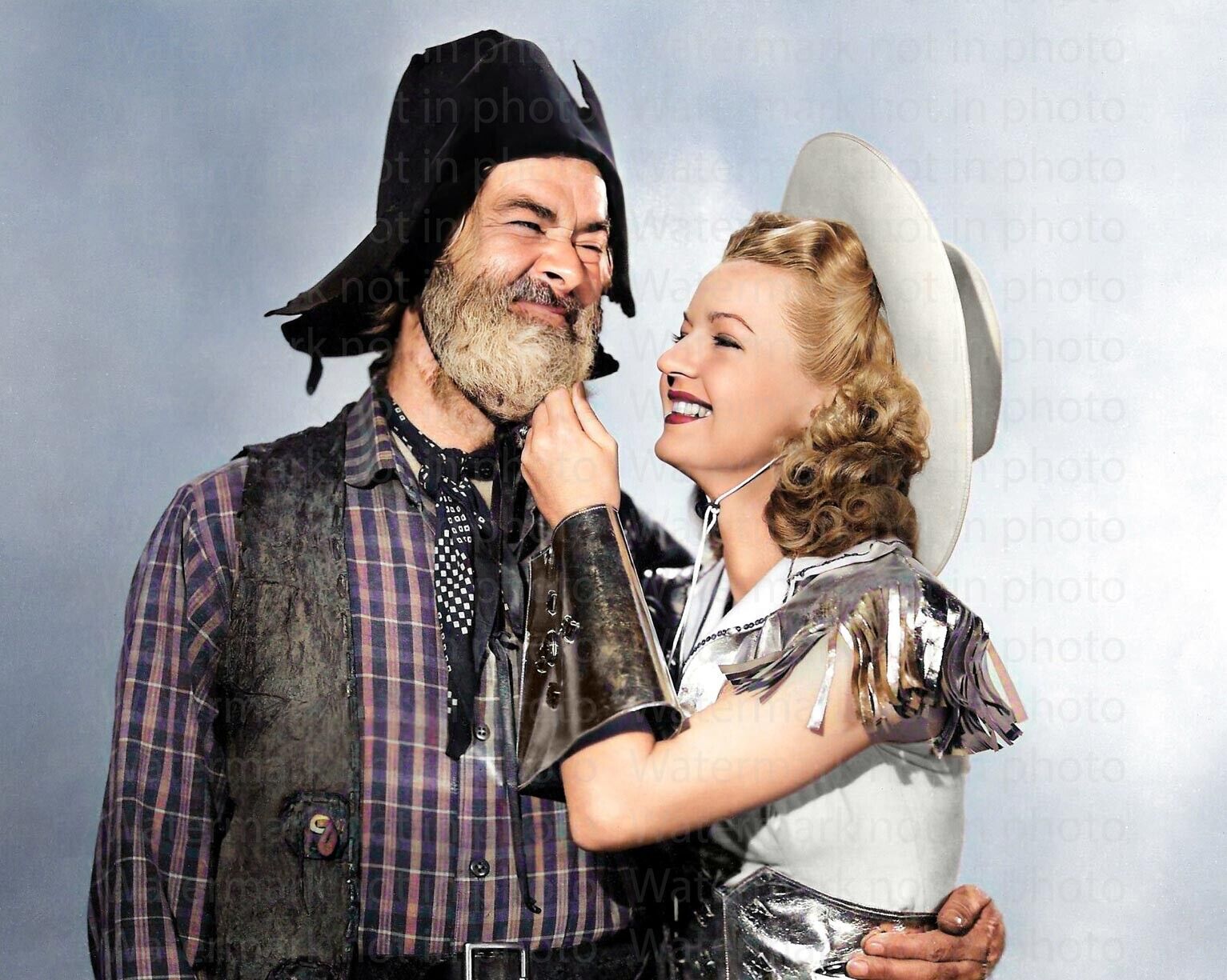 Dale Evans & George Gabby Hayes 8x10 RARE COLOR Photo 606