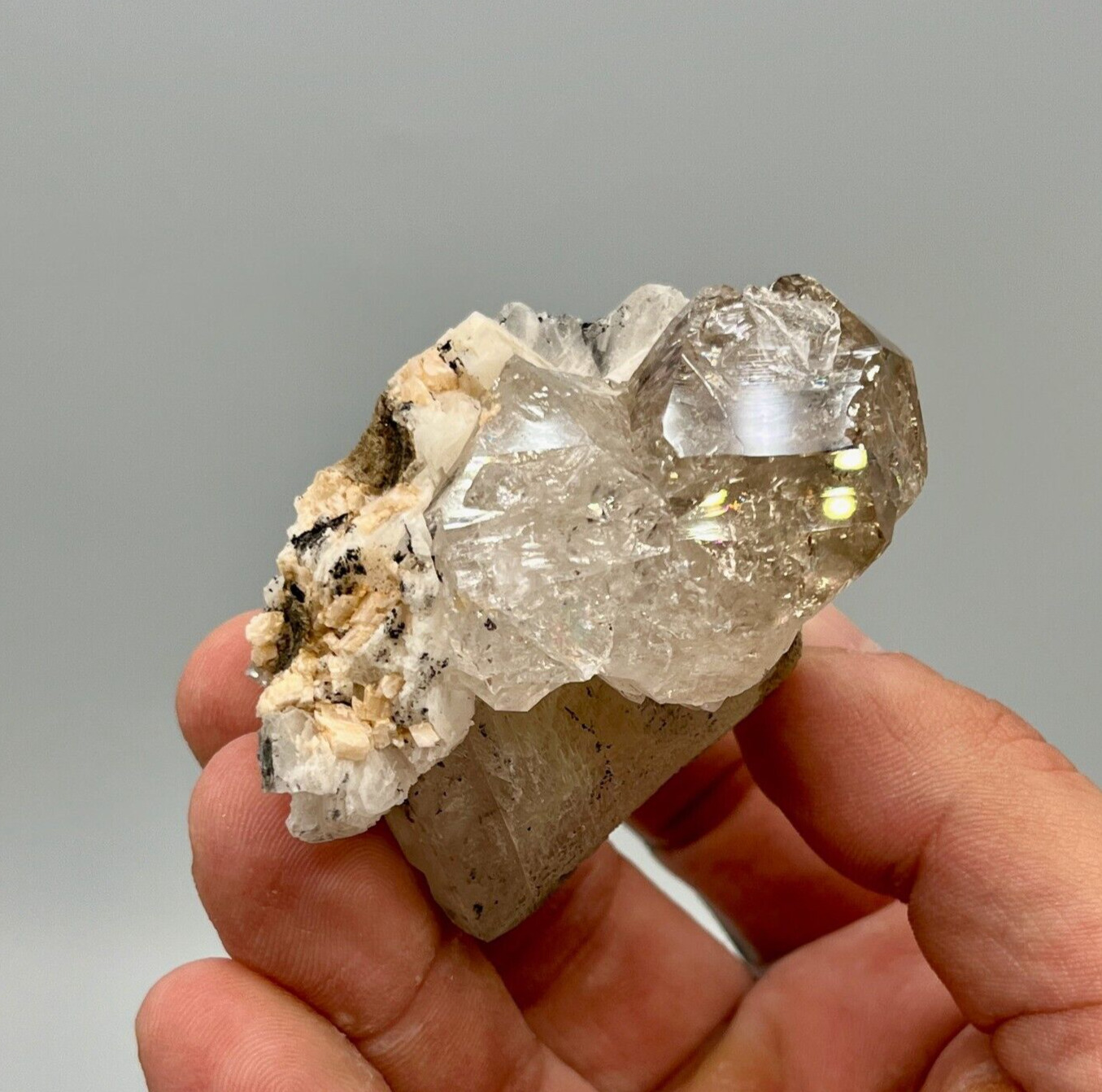 107g Skeletal Herkimer Diamond and Calcite Crystal, Gorgeous Rainbow, 6 Crystals