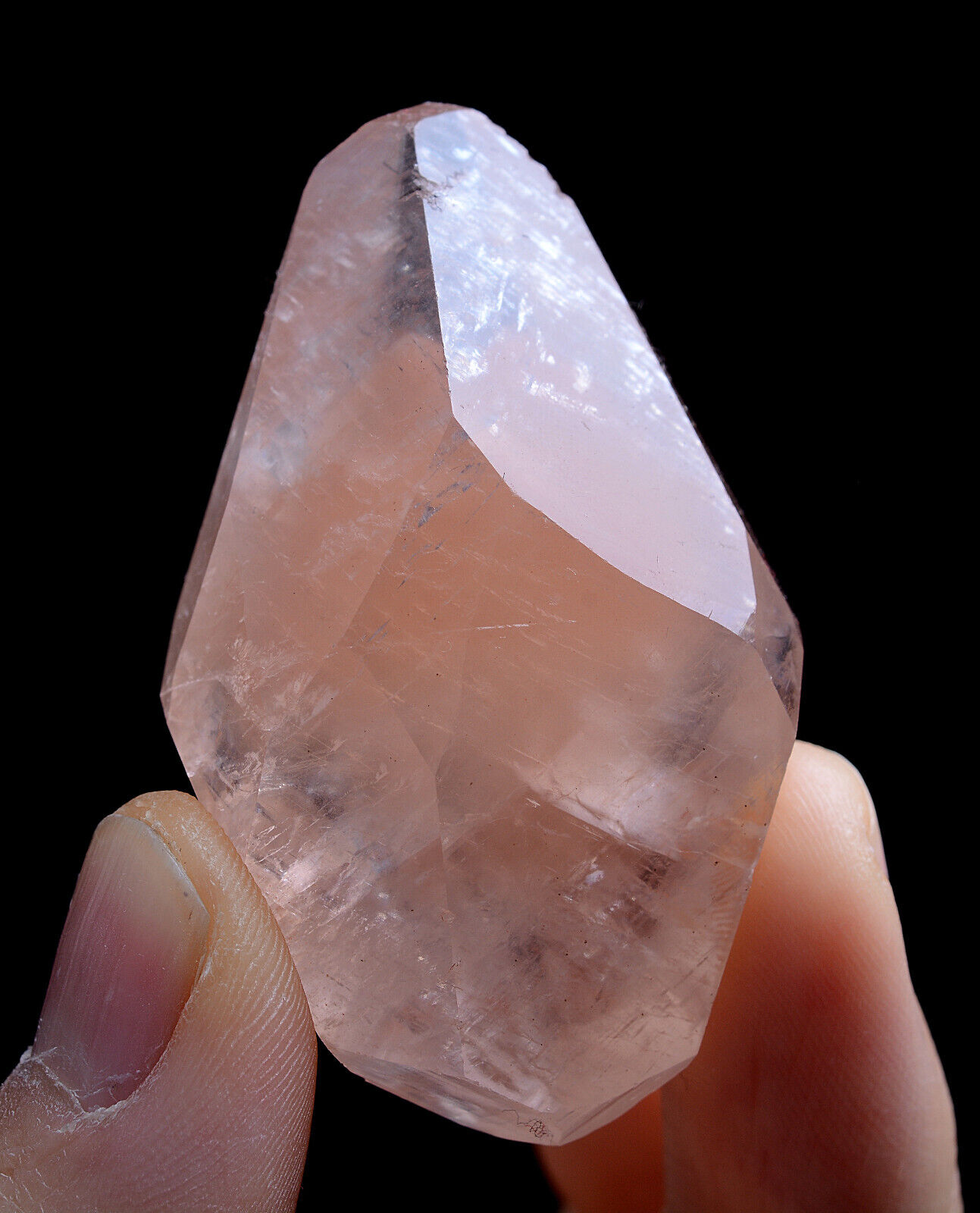 30g Natural Pink Fluorescent Bicuspid Calcite Mineral Specimen / Hubei China