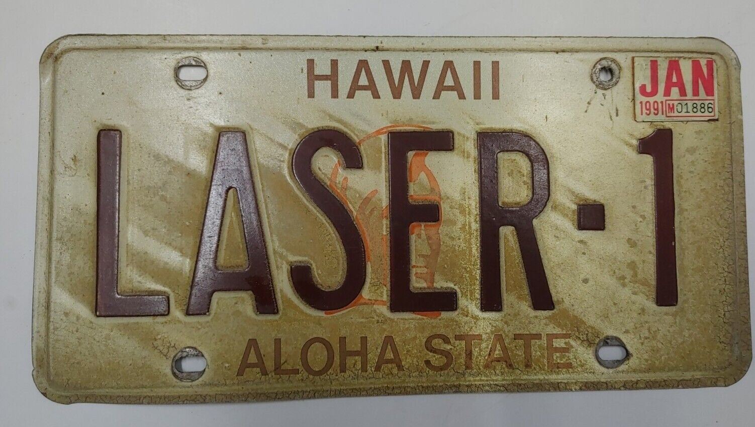 HAWAII LICENSE PLATE 80-90s ALOHA STATE Laser 1