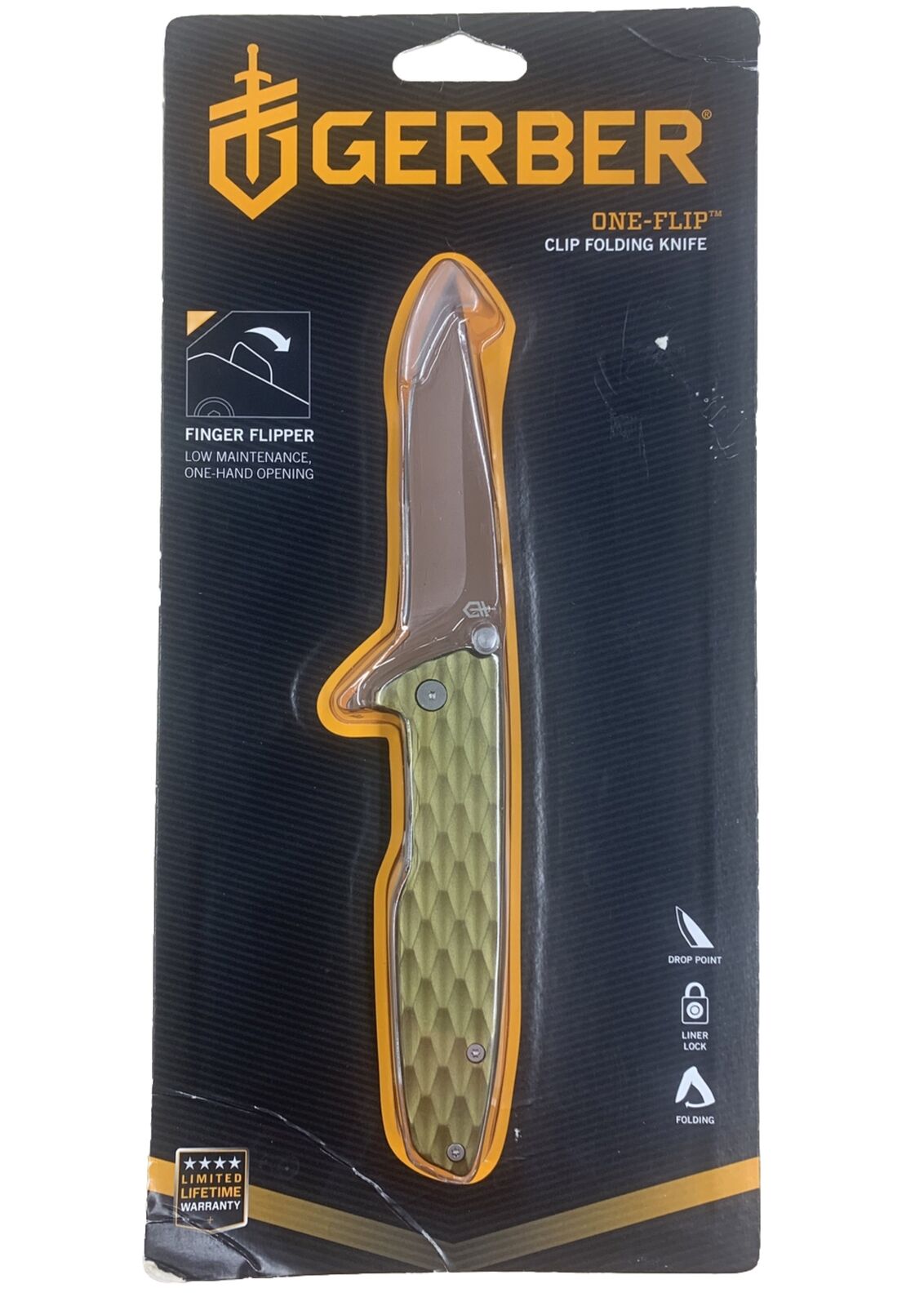 Gerber Knives 31-003319 One-Flip, Copper Blade, Green Handle FOLDING KNIFE