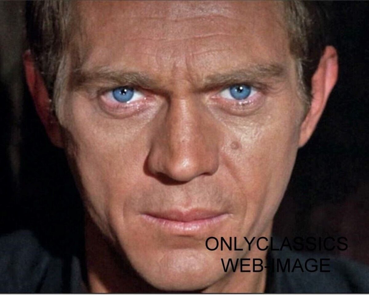 COOL TOUGH GUY STEVE MCQUEEN BLUE EYES STARING RIGHT AT YOU 8X10 PHOTO AWESOME