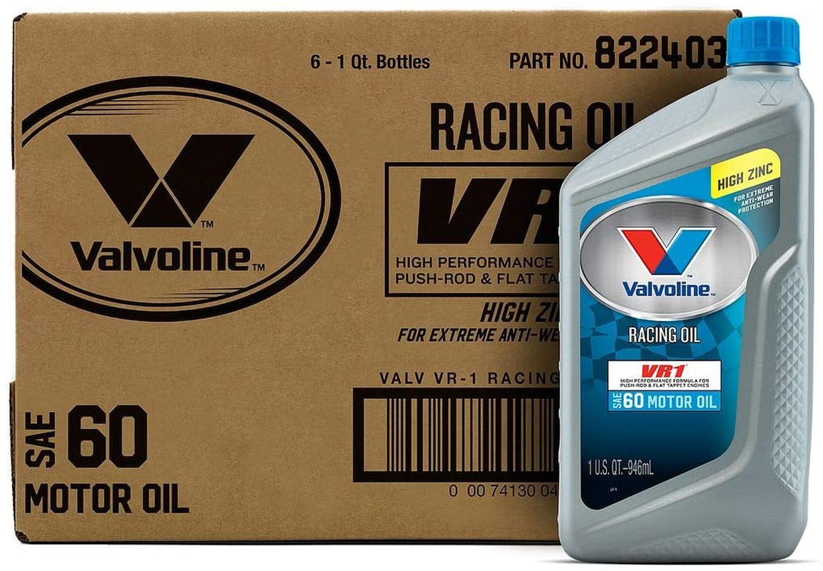 Valvoline VR1 Racing SAE 60 High Performance High Zinc Motor Oil 1 QT, Case of 6