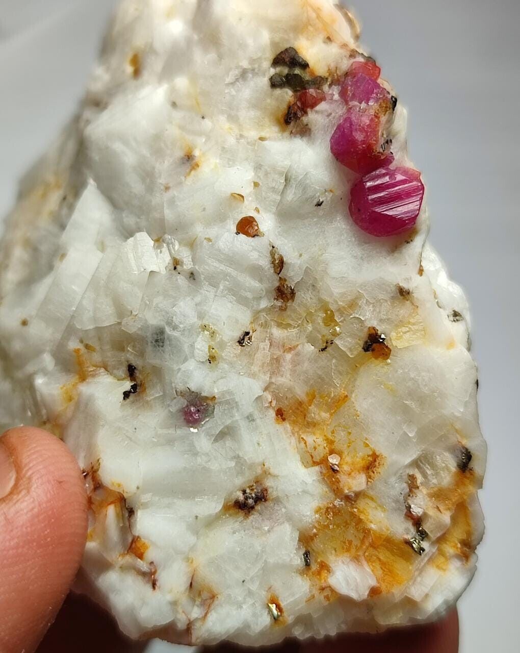 131-g Natural Ruby Specimen Ruby crystals on matrix with pyrite - Pakistan 