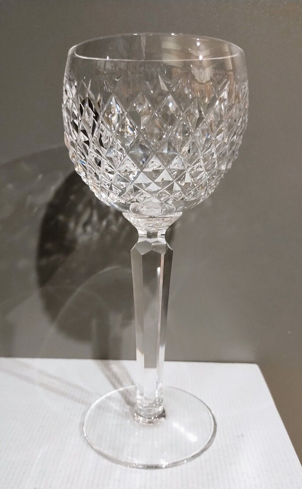 Vtg Waterford Crystal ALANA TALL STEM (Cut) Hock Wine Glass Old Mark Signed Excl