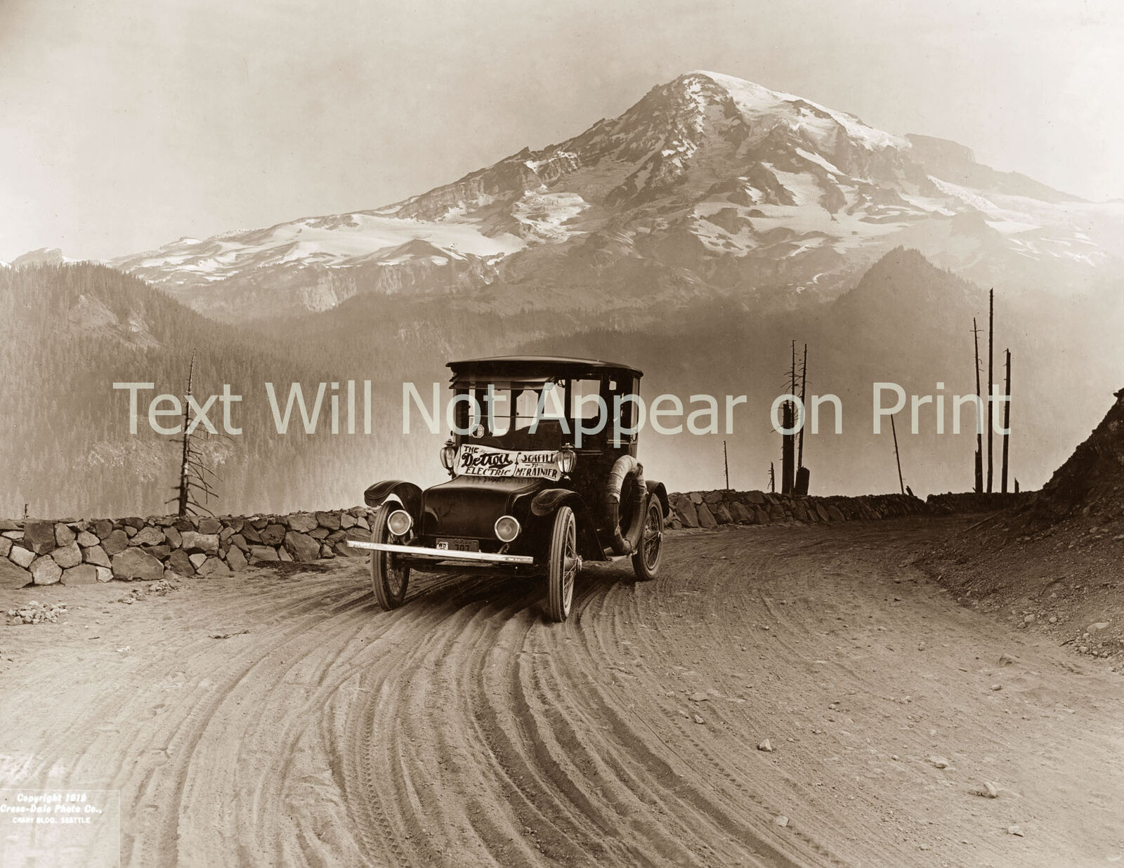 1919 Electric Car Tour To Mt. Rainier WA Vintage Photograph 8.5