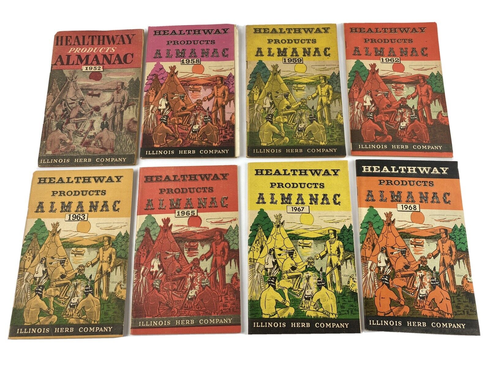 Healthway Products Almanac - 8 Booklets 1952-1968, Illinois Herb Company
