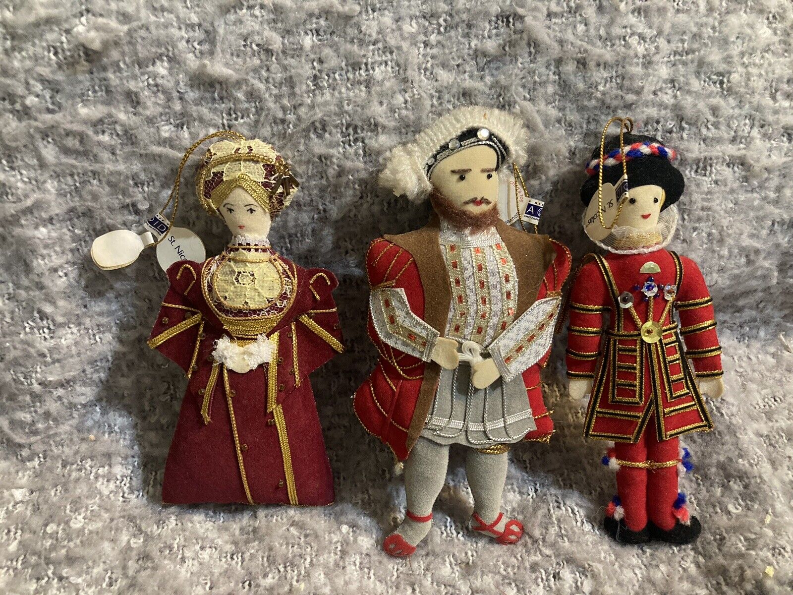 3 ST NICOLAS Christmas Ornaments Felt Henry XIII Anne Cleves Royal Guard RARE