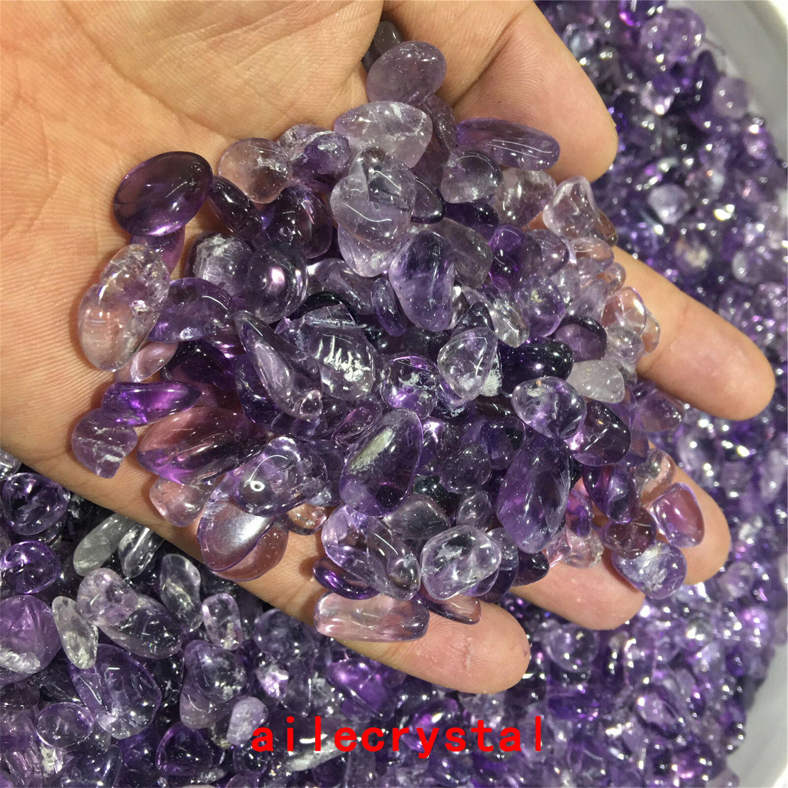 100g TOP Natural Amethyst crystal stone rolling stone Rough Polished 20pc+