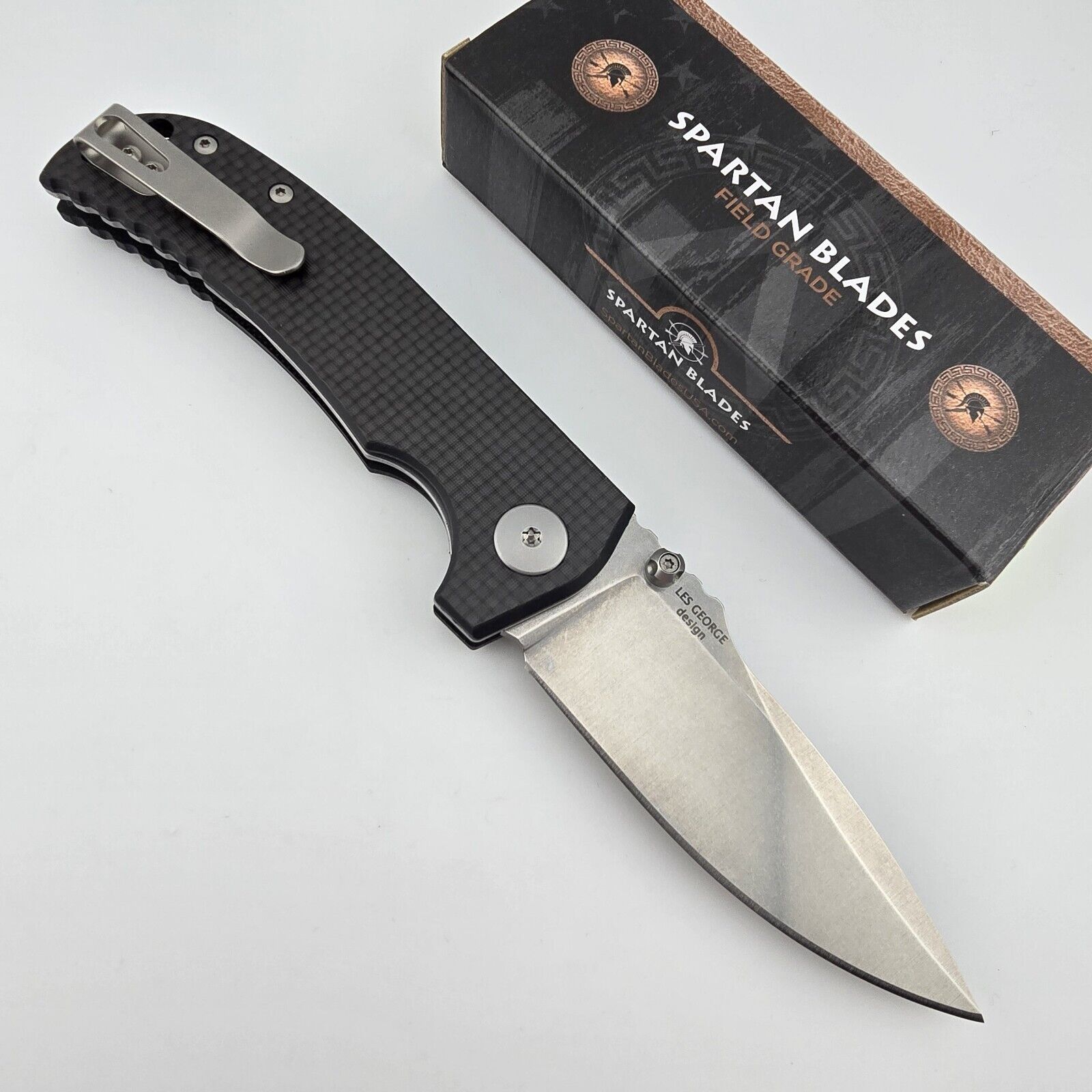 Spartan Blades Astor Folding Knife Linerlock 4.75 Black Carbon Fiber G10 SFBL8CF
