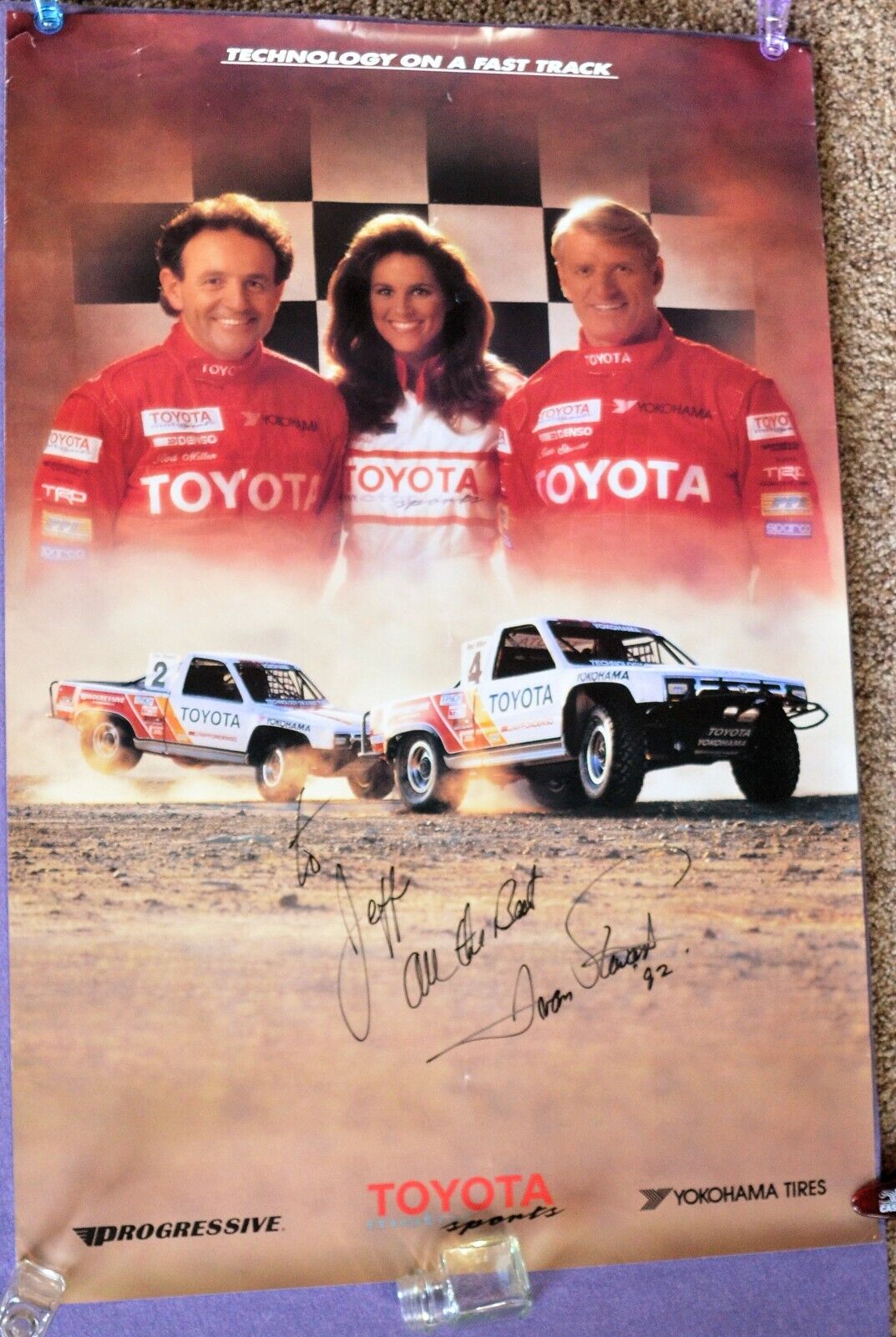 Ironman Ivan Stewart Autographed Poster Toyota Motorsports TRD 1992 Racing