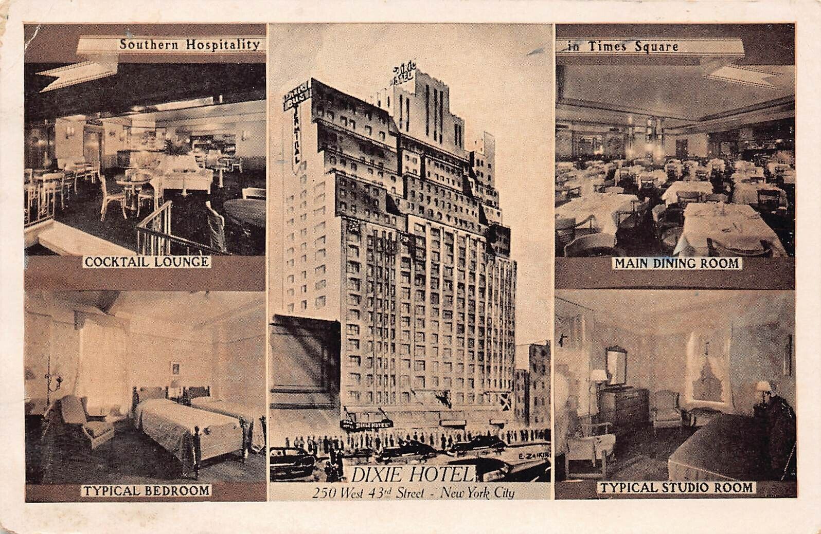 New York City NY Dixie Hotel Carter Advertising Manhattan 1940s Vtg Postcard A45