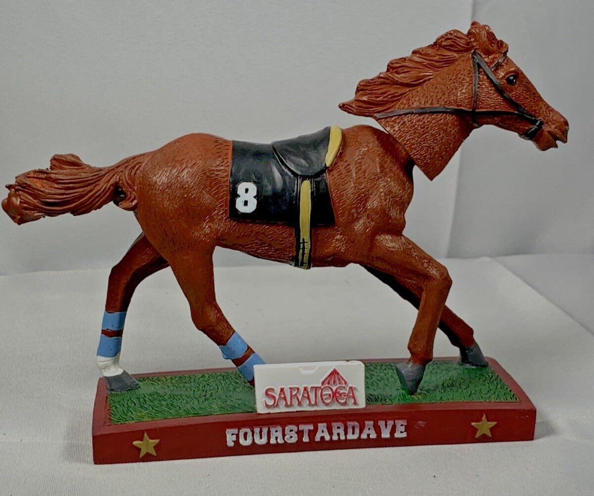 FOURSTARDAVE BOBBLEHEAD Horse Saratoga NY Race Course FOUR STAR DAVE Brand New