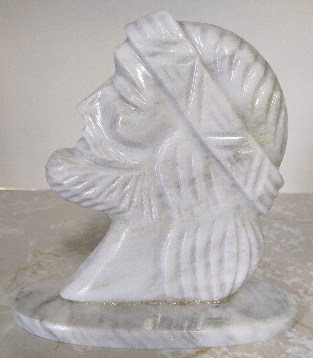 Jesus Marble Art Sculpture of Christ Head Profile 6.5 Inches Tall