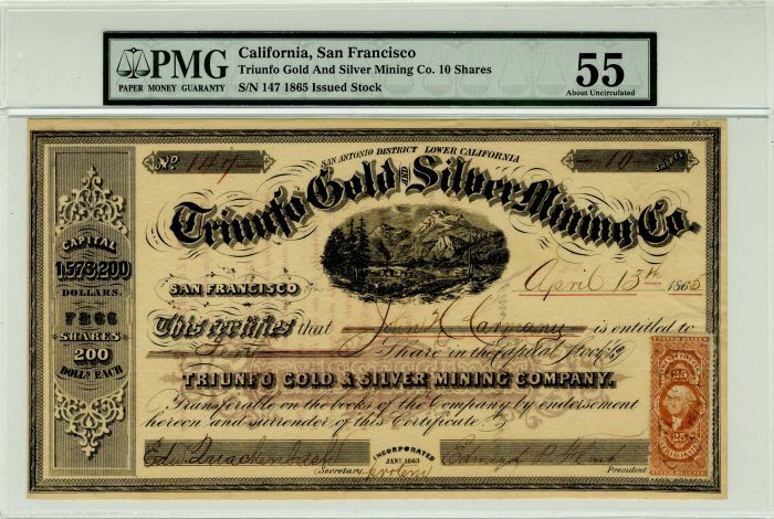Triunfo Gold and Silver Mining Co. - Stock Certificate - Mining Stocks