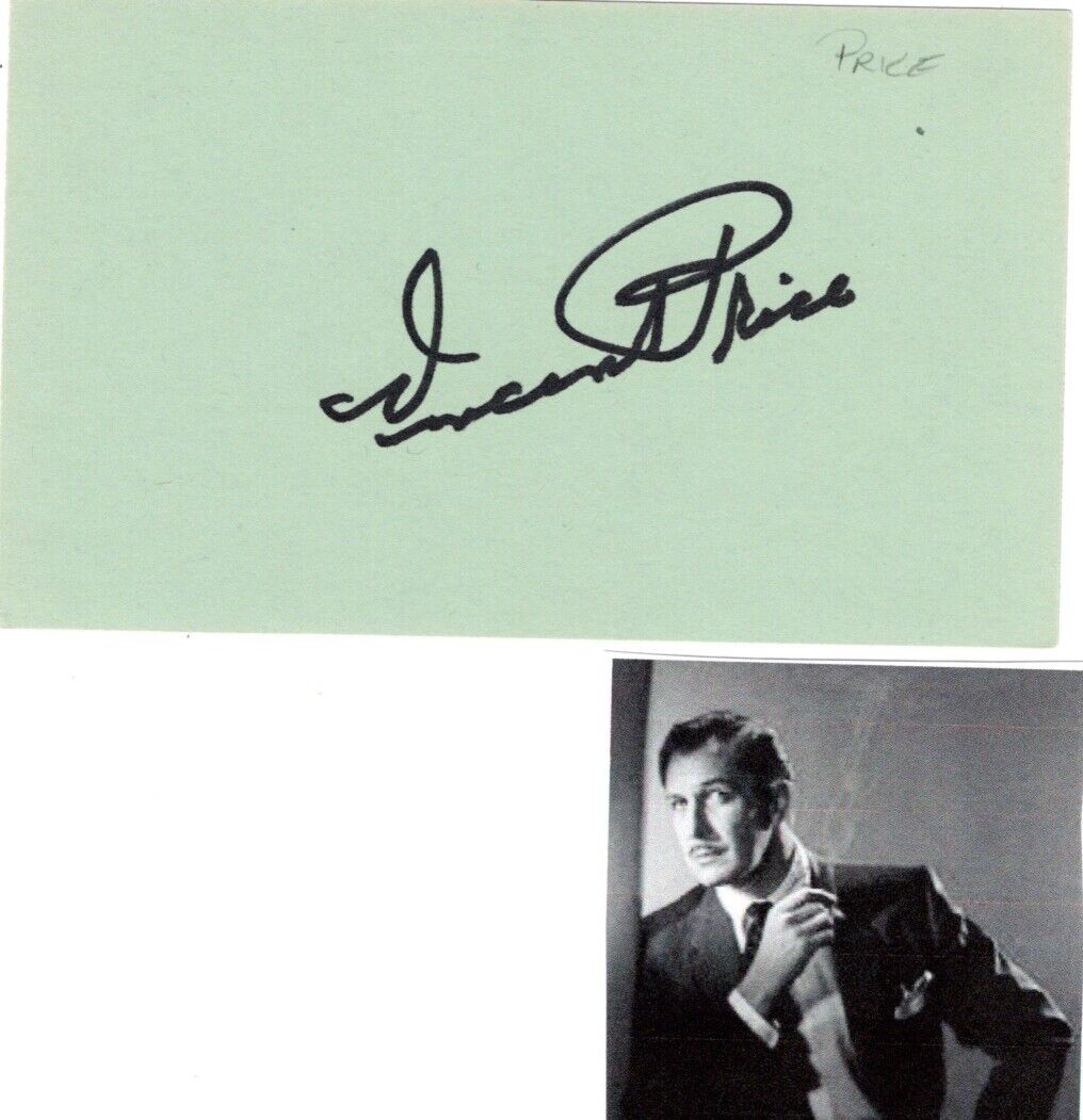 Vincent Price signed card  Voice of Thriller