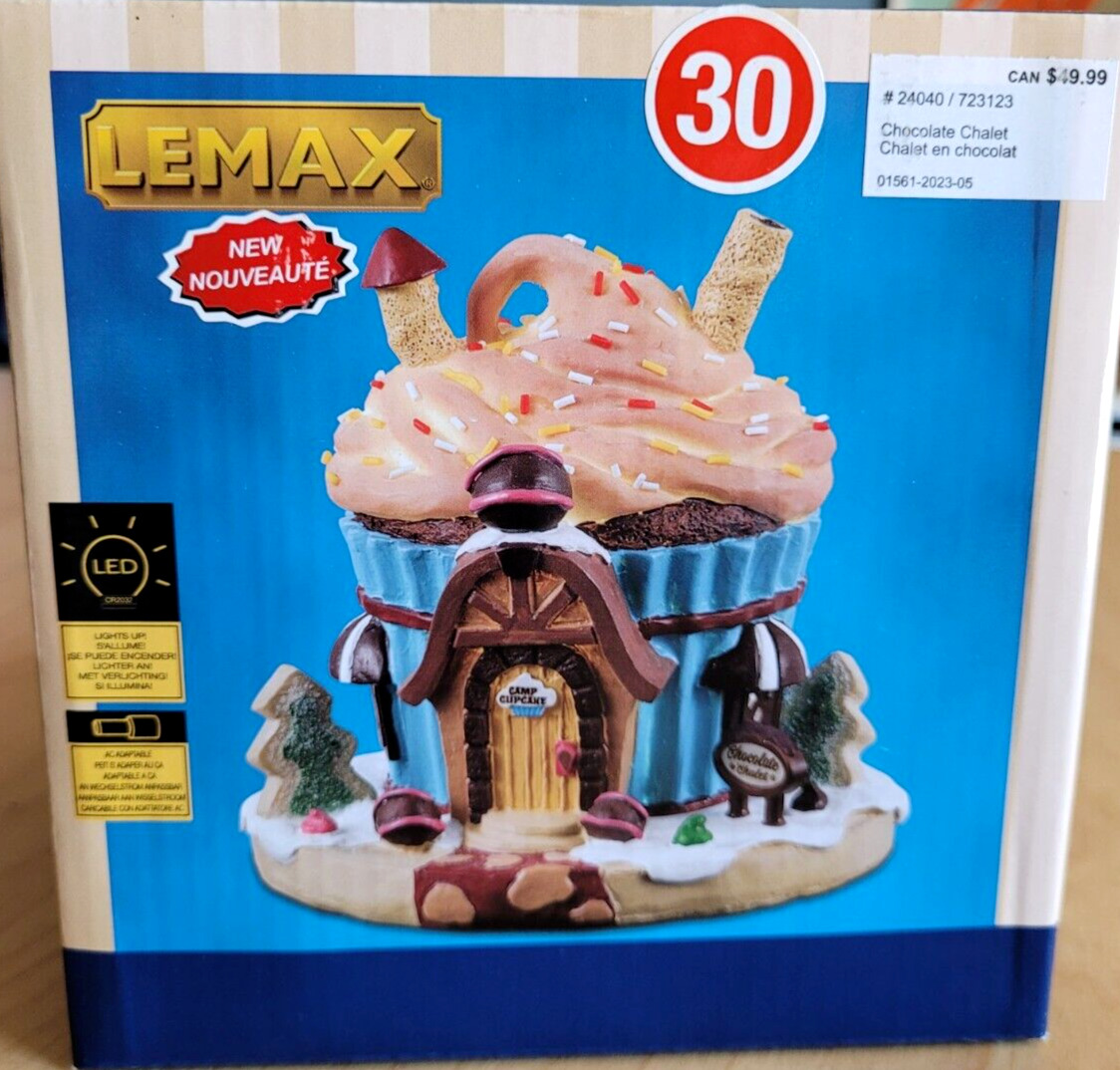New LED Light-Up Lemax Chocolate Chalet Christmas Camp Cupcake House #24040