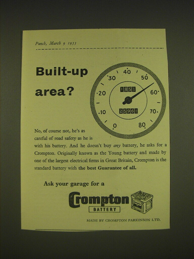 1955 Crompton Battery Ad - Built-up area?