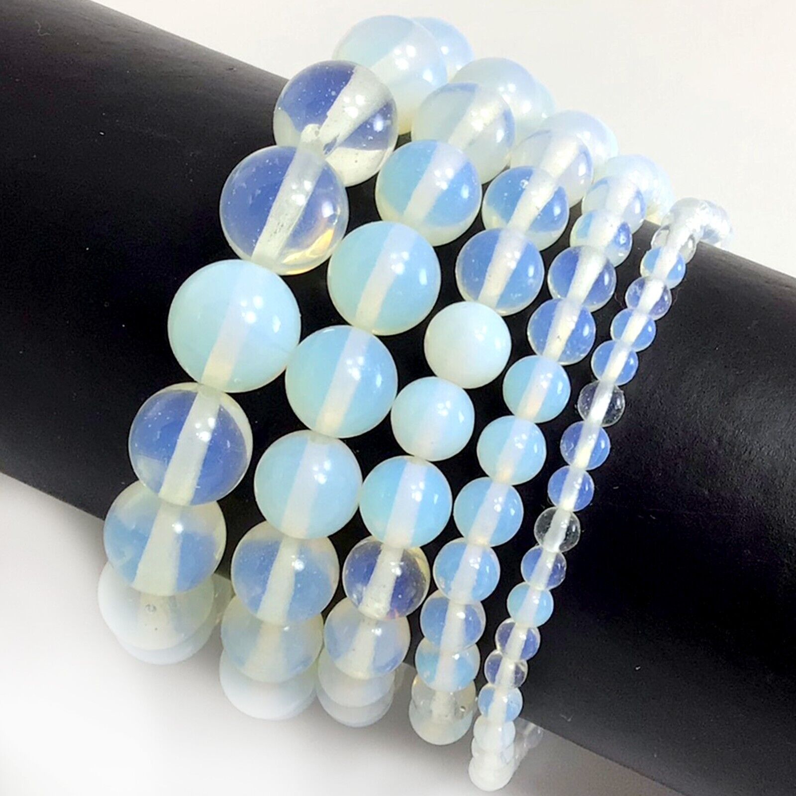 Handmade Beaded Bracelet Round Gemstone Elastic 7.5\