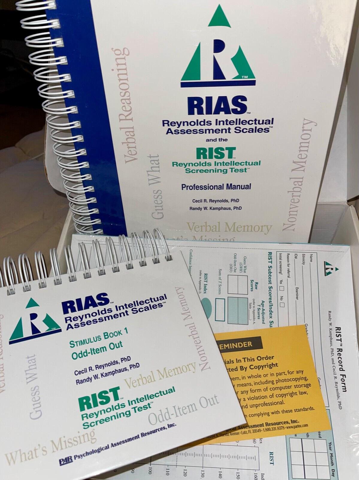 COMPLETE RIST Reynolds Intelligence Screening IQ Test Child Adult + RIAS Manual