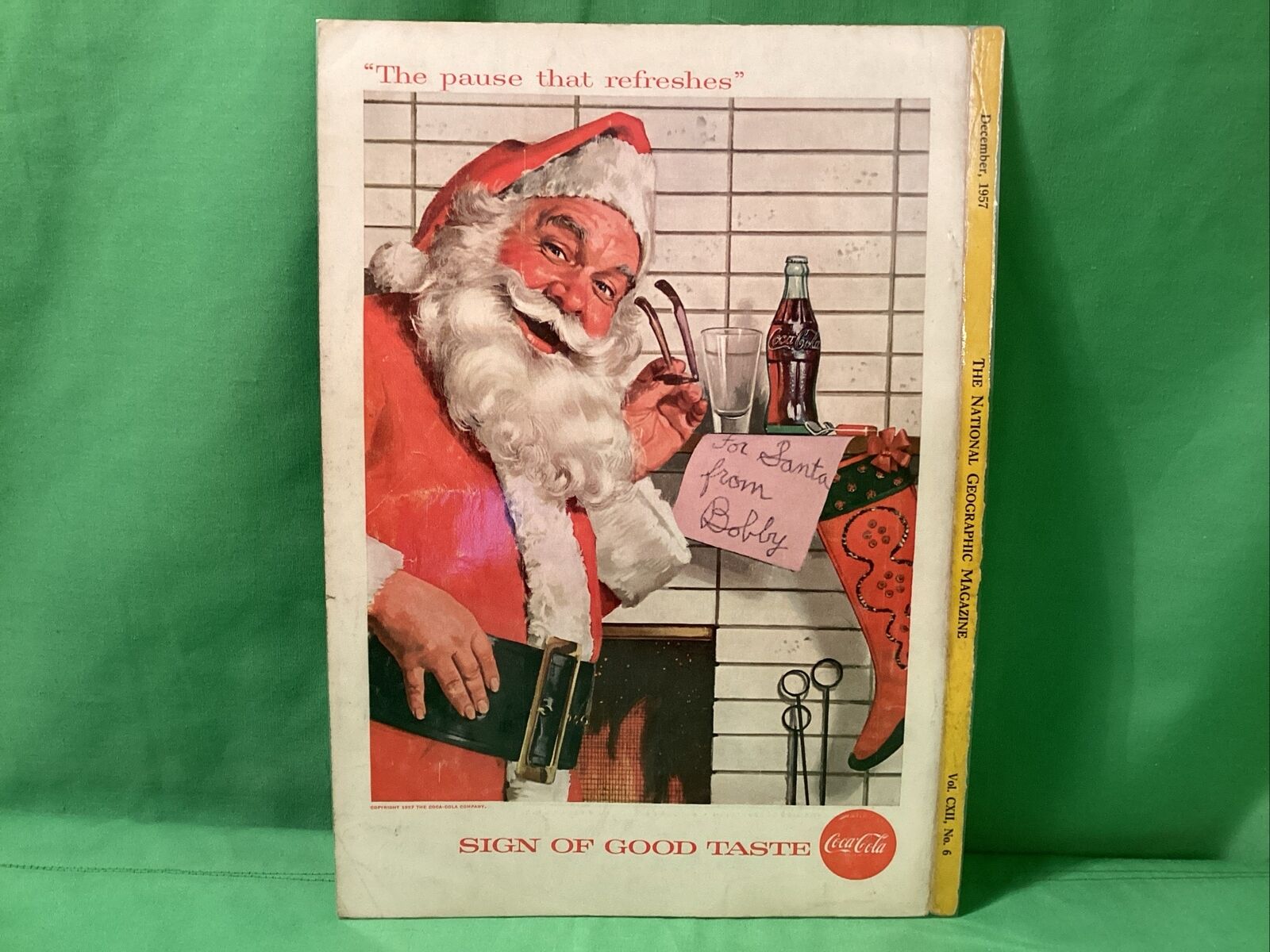 1957 Vintage Coca-Cola advertisement, Sign of Good Taste, Coke, Nat\'l Geo cover