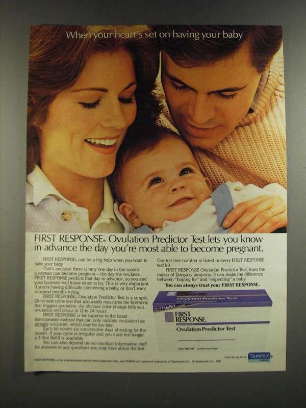 1986 First Response Ovulation Predictor Test Ad - When Your Heart's Set On