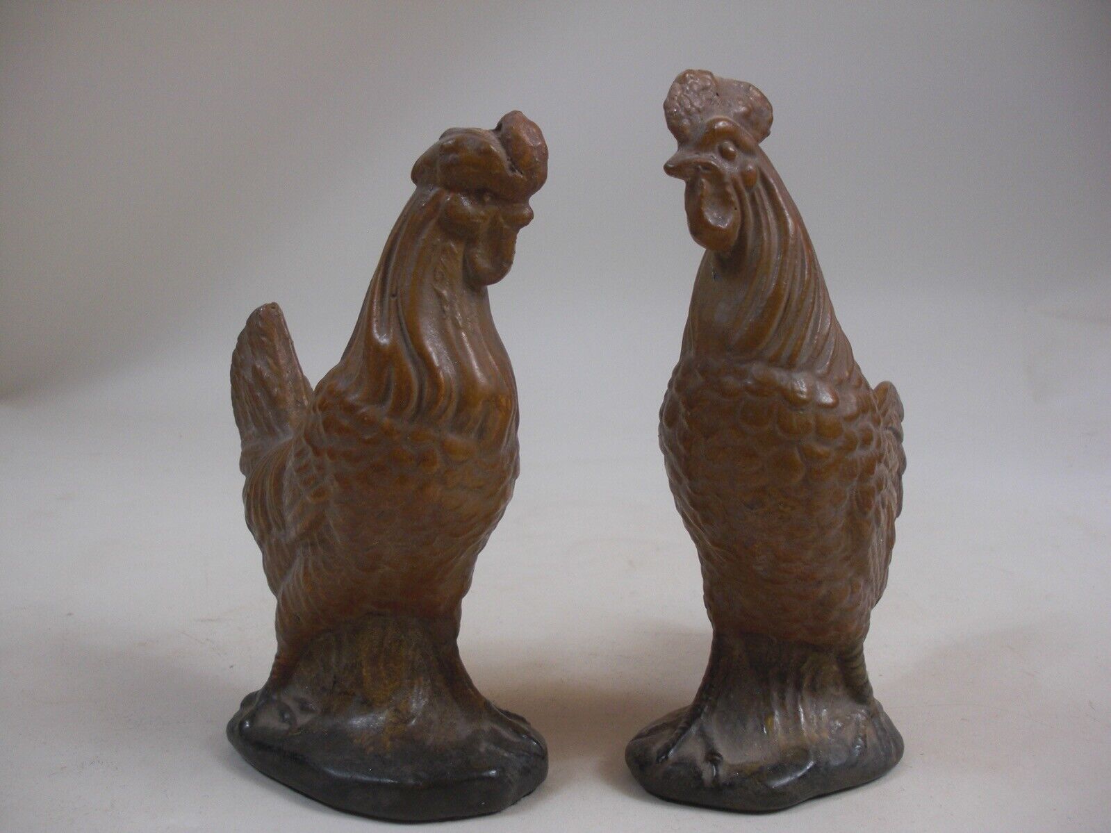 Chicken & Rooster Statue Figurines - Faux Majolica English Grand Tour Style