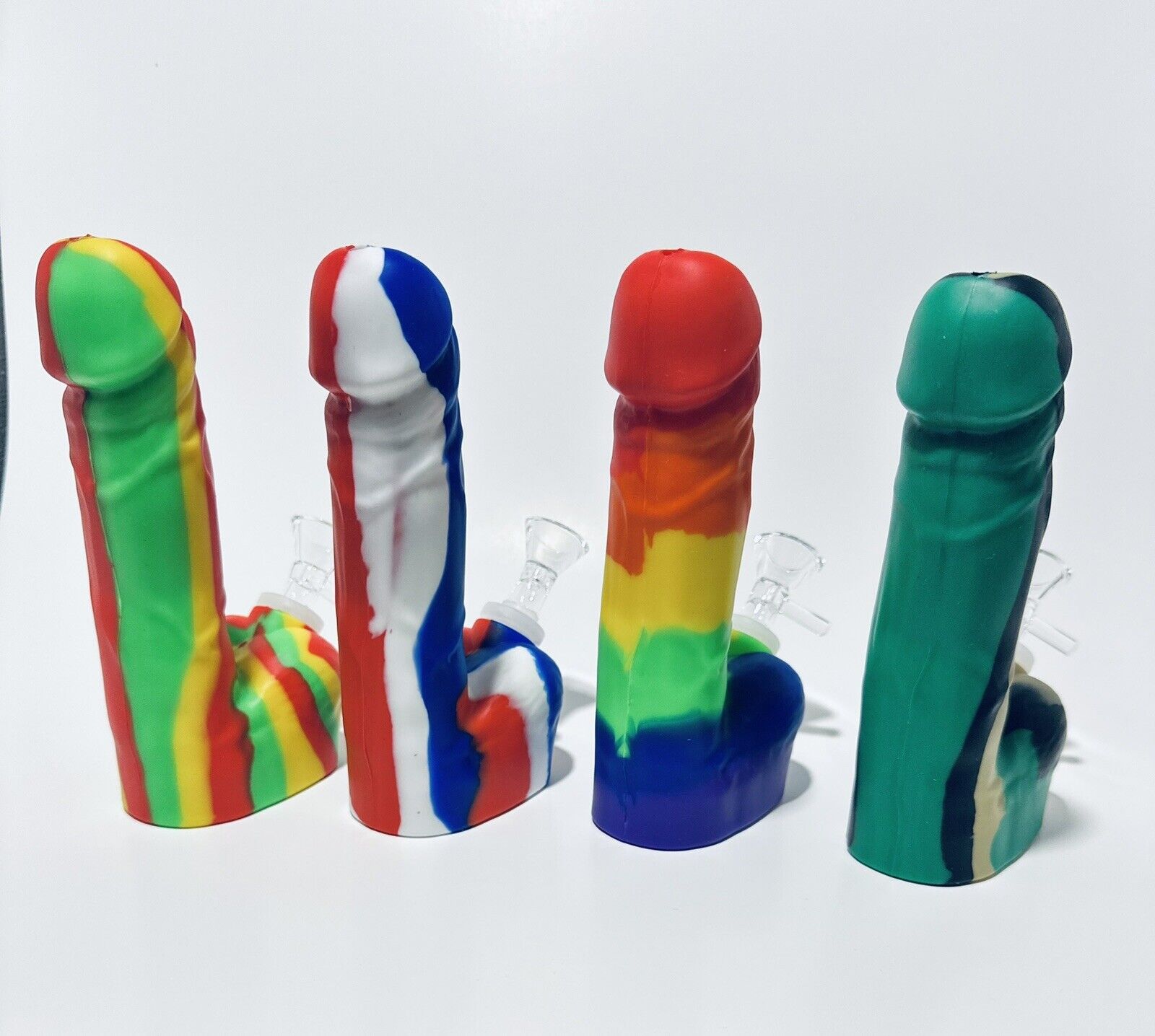 Uniqsmokes Silicone Penis Shaped Water Pipe with Ice Catcher, 4.25 Inches, Clear