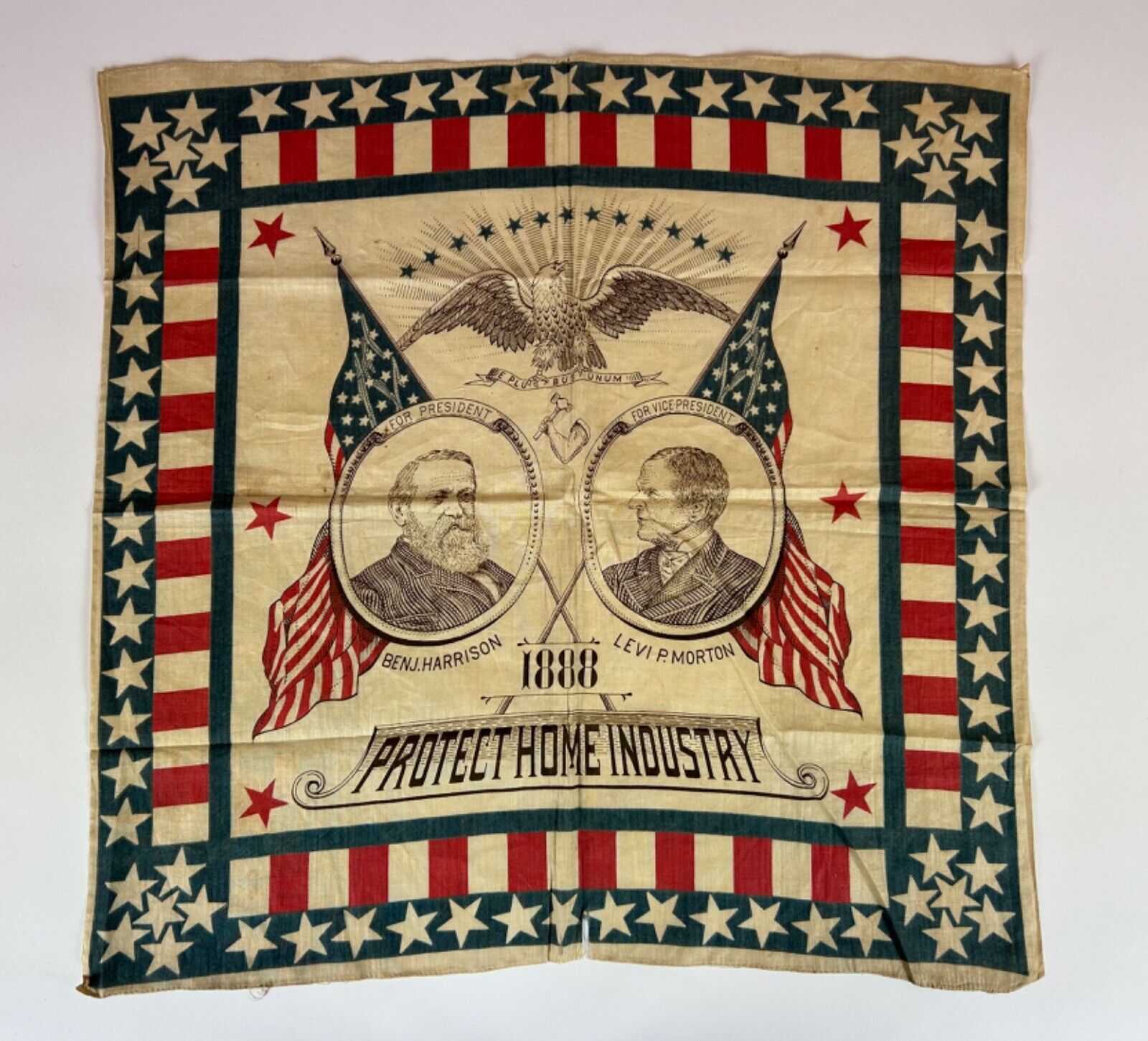 1888 Benjamin Harrison Presidential Campaign Bandana Flags