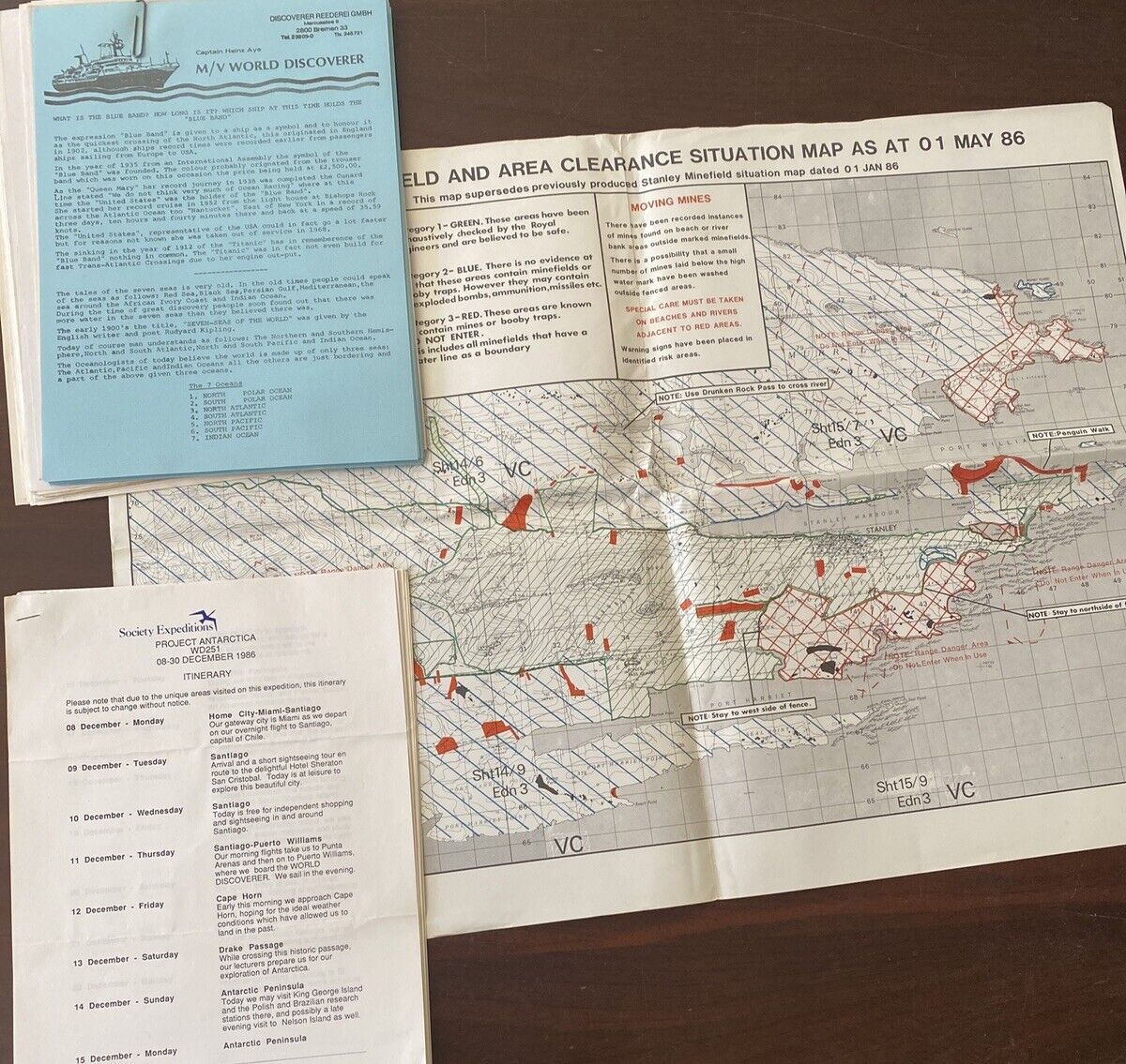 Vintage 1986 Antarctica Falkland 25 X 19 Map Tourist Packet Elaborate Guide