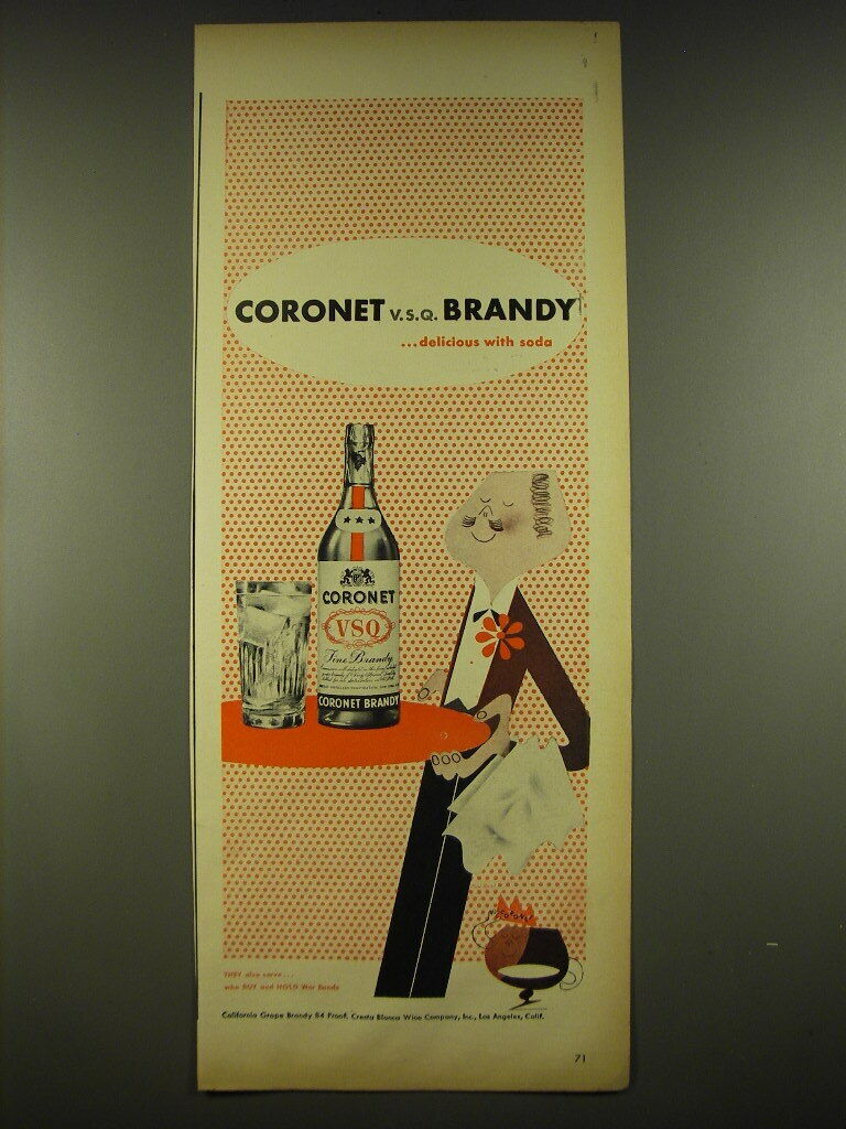 1944 Coronet VSQ Brandy Advertisement - art by Paul Rand