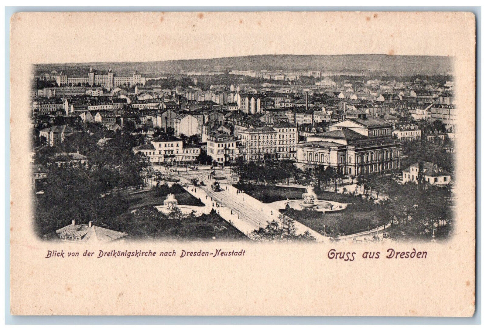 Germany Postcard View from the Epiphany Church to Dresden-Neustadt c1905