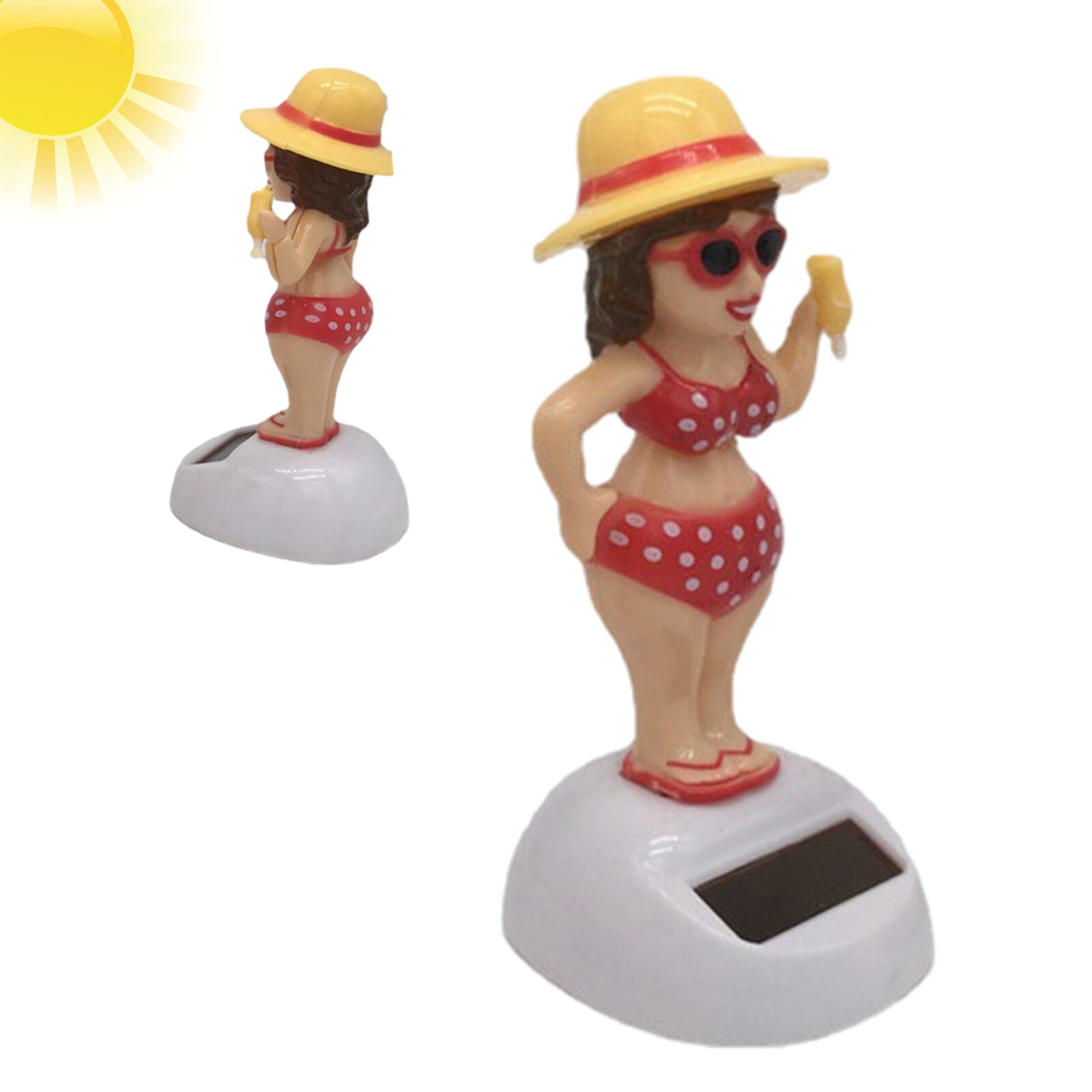 Solar Powered Bikini Shaking Head Dancing Figurines Swing Car Dashboard Ornament