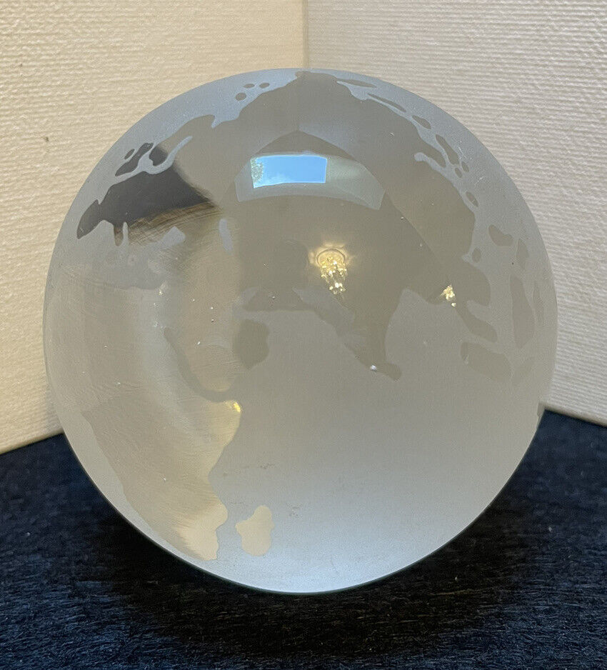 Glass Heavy Earth Globe World Map Paperweight