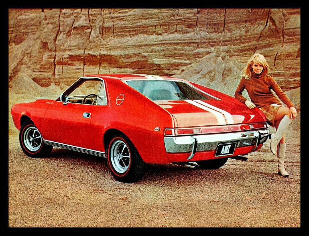 1968 AMC AMX 390 V8, RED, Refrigerator Magnet, 42 MIL Thick