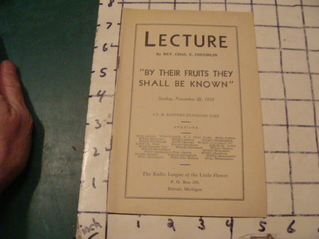 Vintage Original -1933 by their fruits they shall- REV CHARLES E COUGHLIN -16pgs