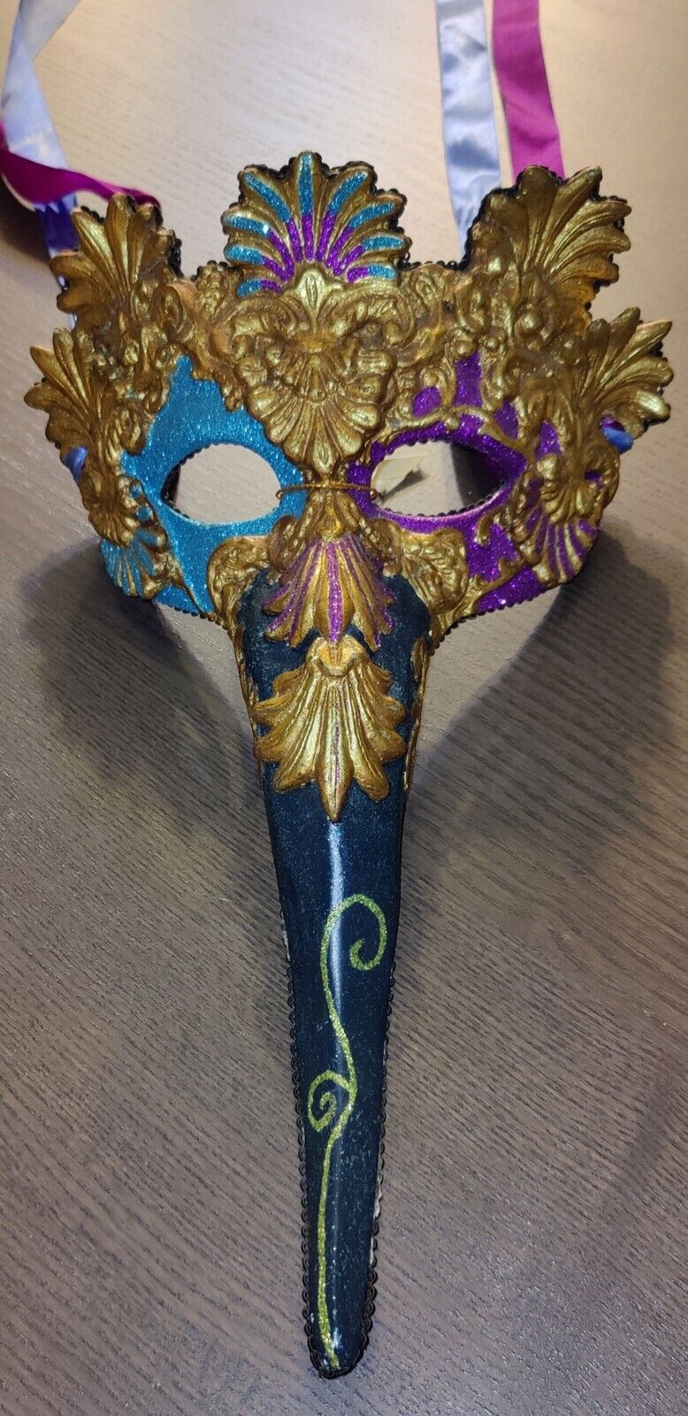 VTG Mask Mardi Gras Masquerade Jester Beak Costume As Is Katherines Collection